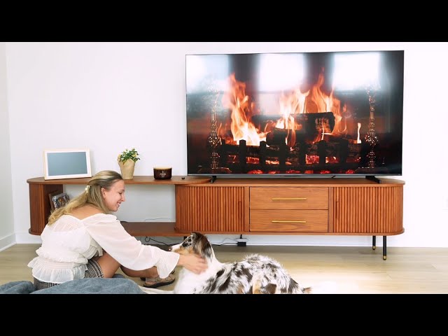 Setting up & decorating my new Houlte TV stand | cozy home vibes with my dog | HOULTE Customer Story