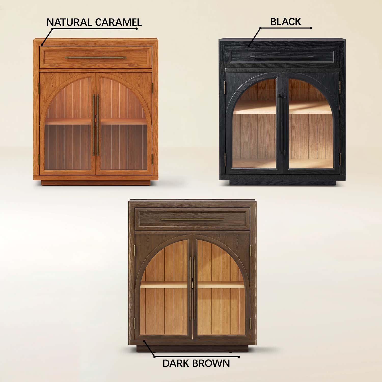 Alvar Arched 32" Oak Storage Cabinet with Drawers