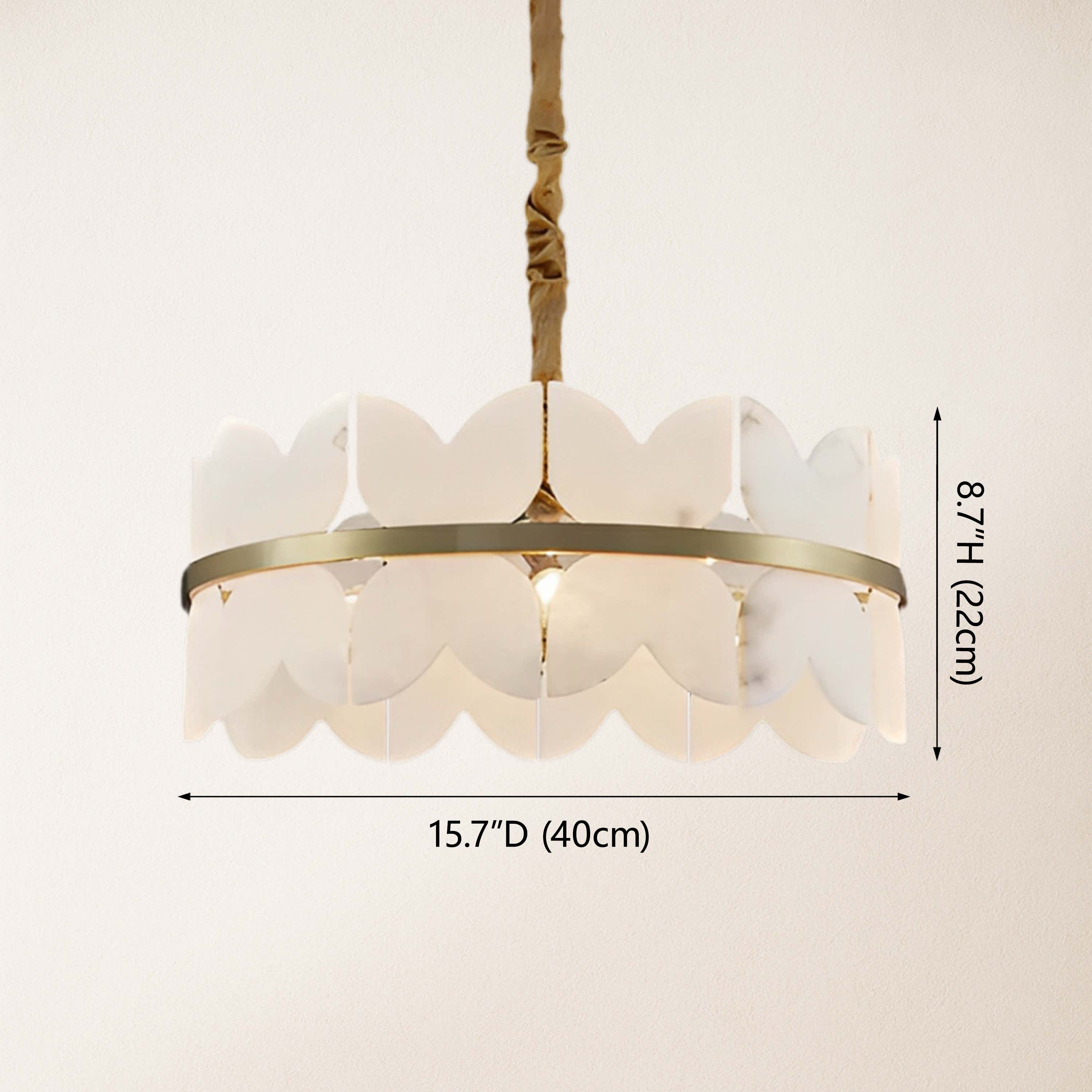 Cloudscape Alabaster Brass 1-Layer Chandelier 40cm D