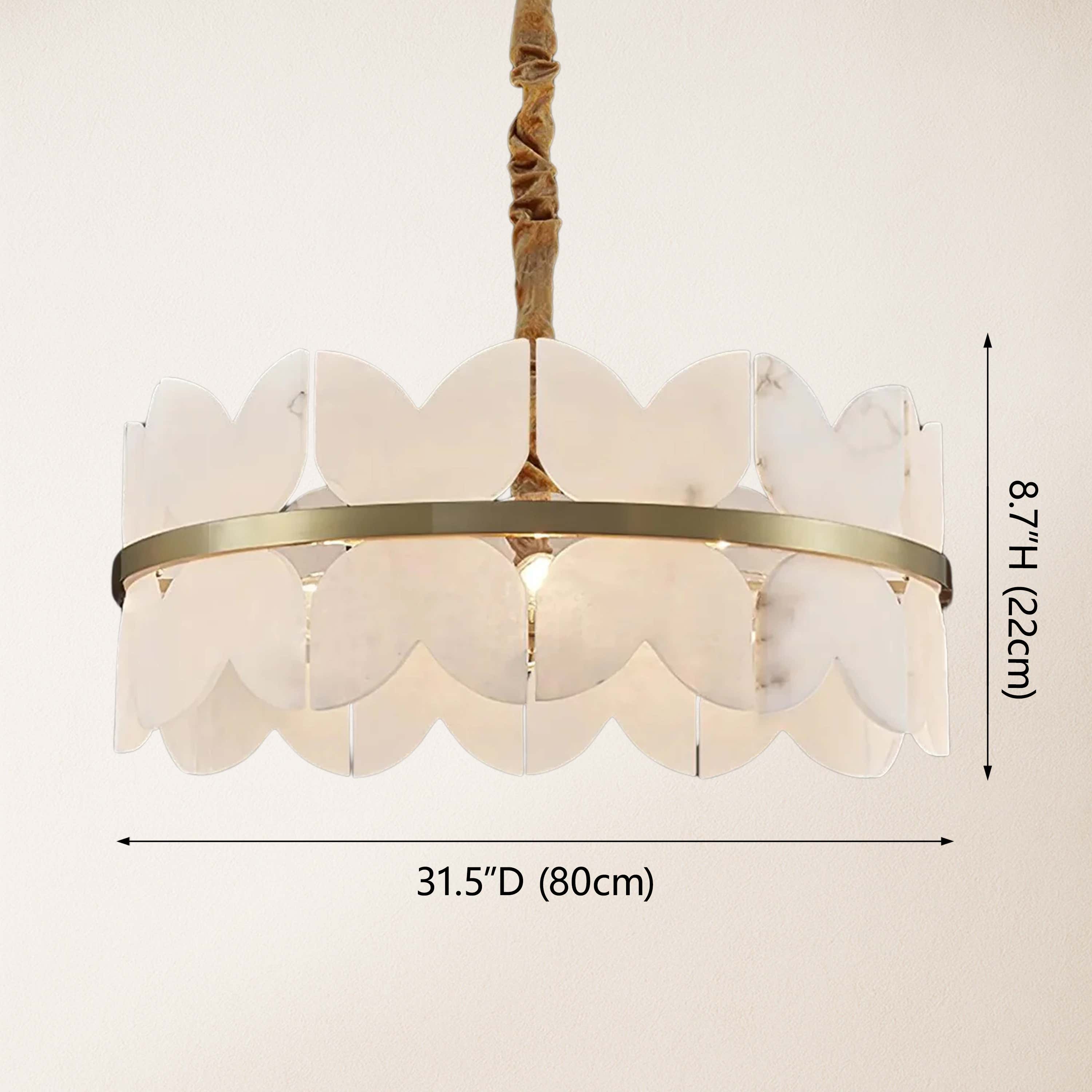 Cloudscape Alabaster Brass 1-Layer Chandelier 80cm D
