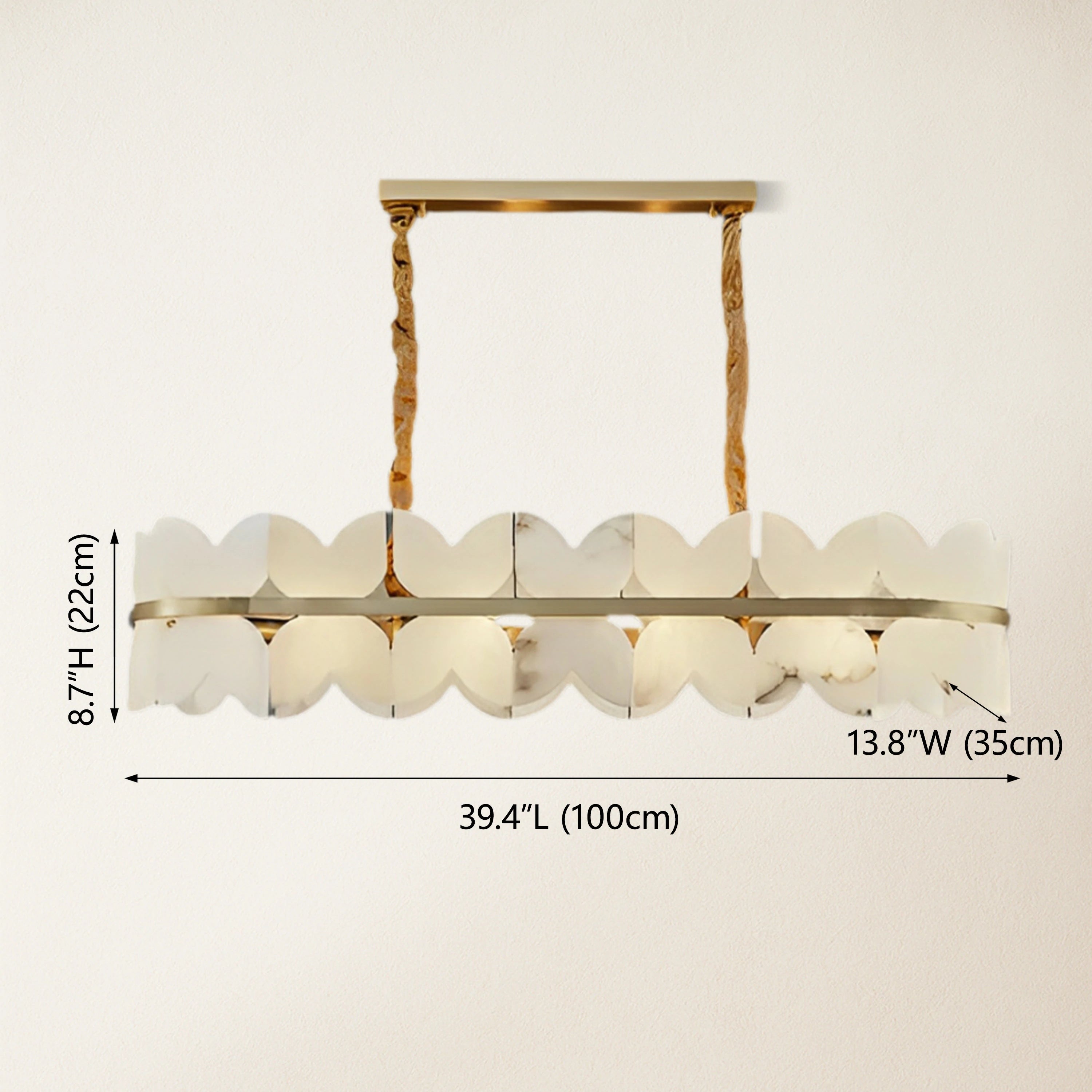 Cloudscape Alabaster Single-Tier Brass Chandelier 100cm W