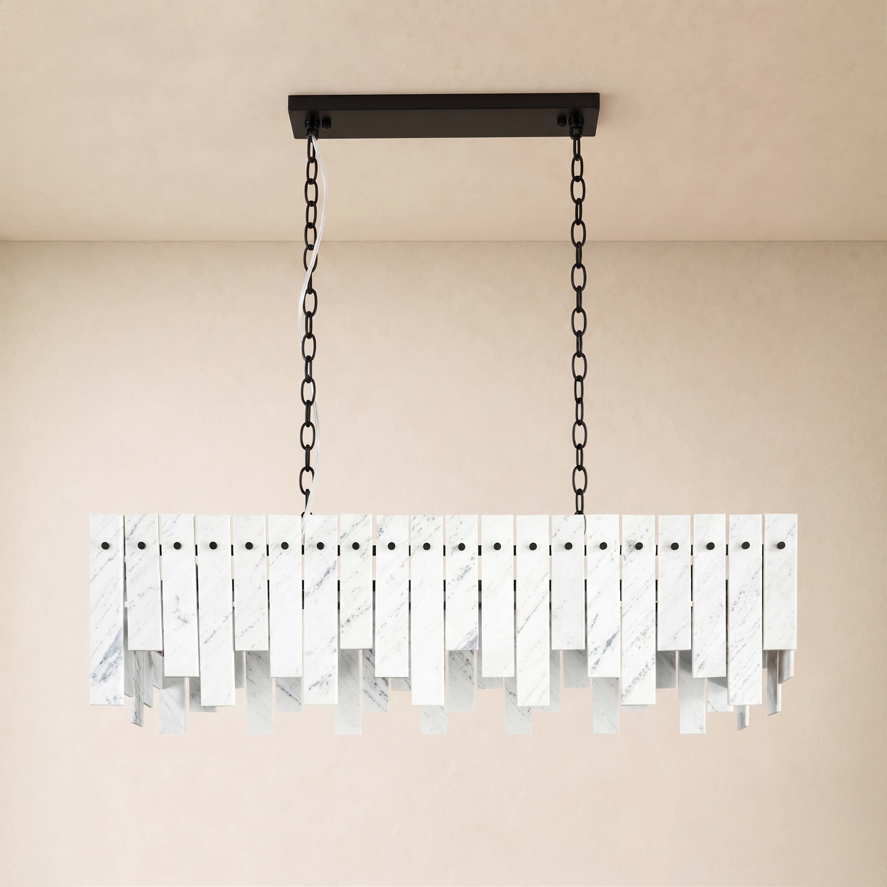 Pietra White Marble Rectangular Chandelier 36" 40"W