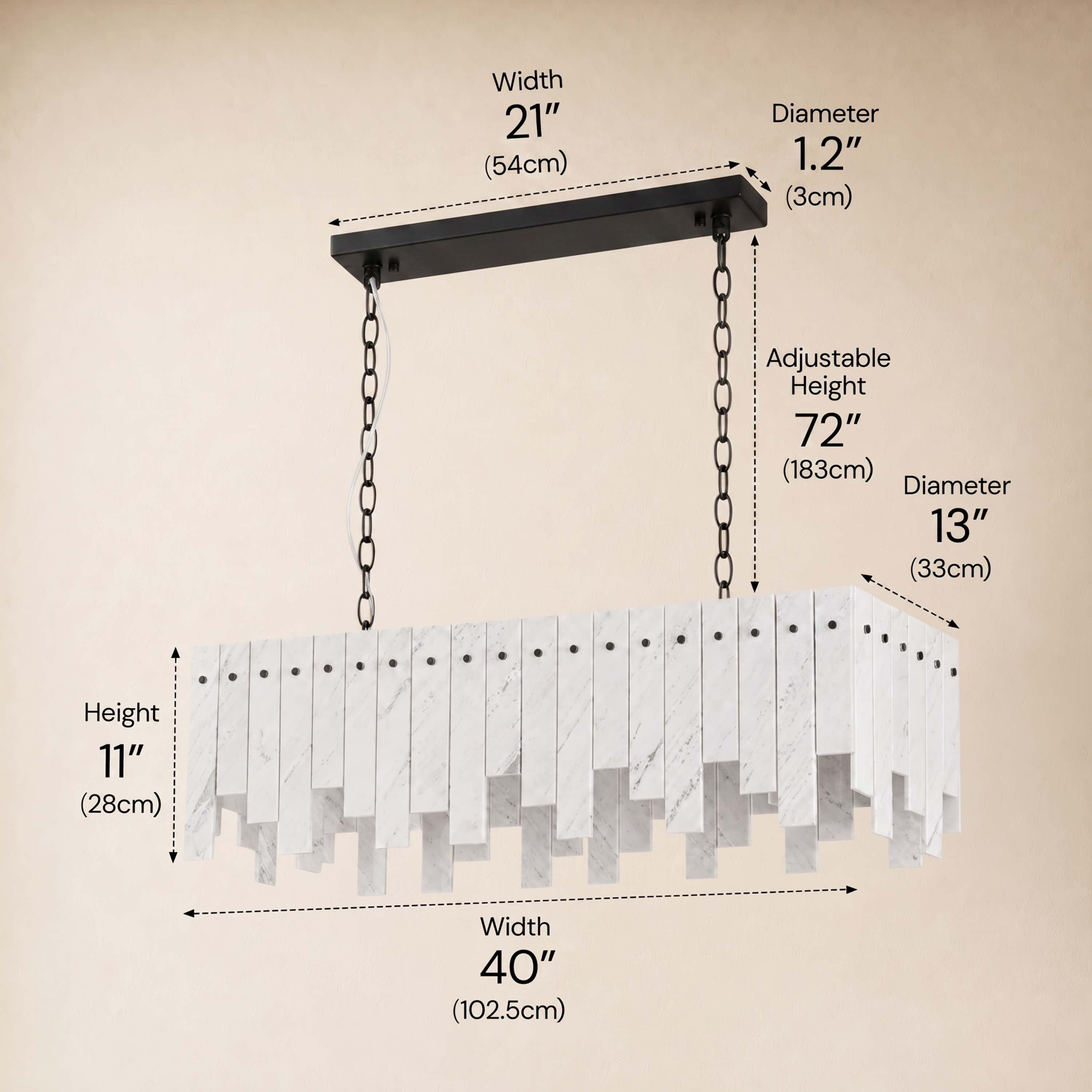 Pietra White Marble Rectangular Chandelier 36" 40"W
