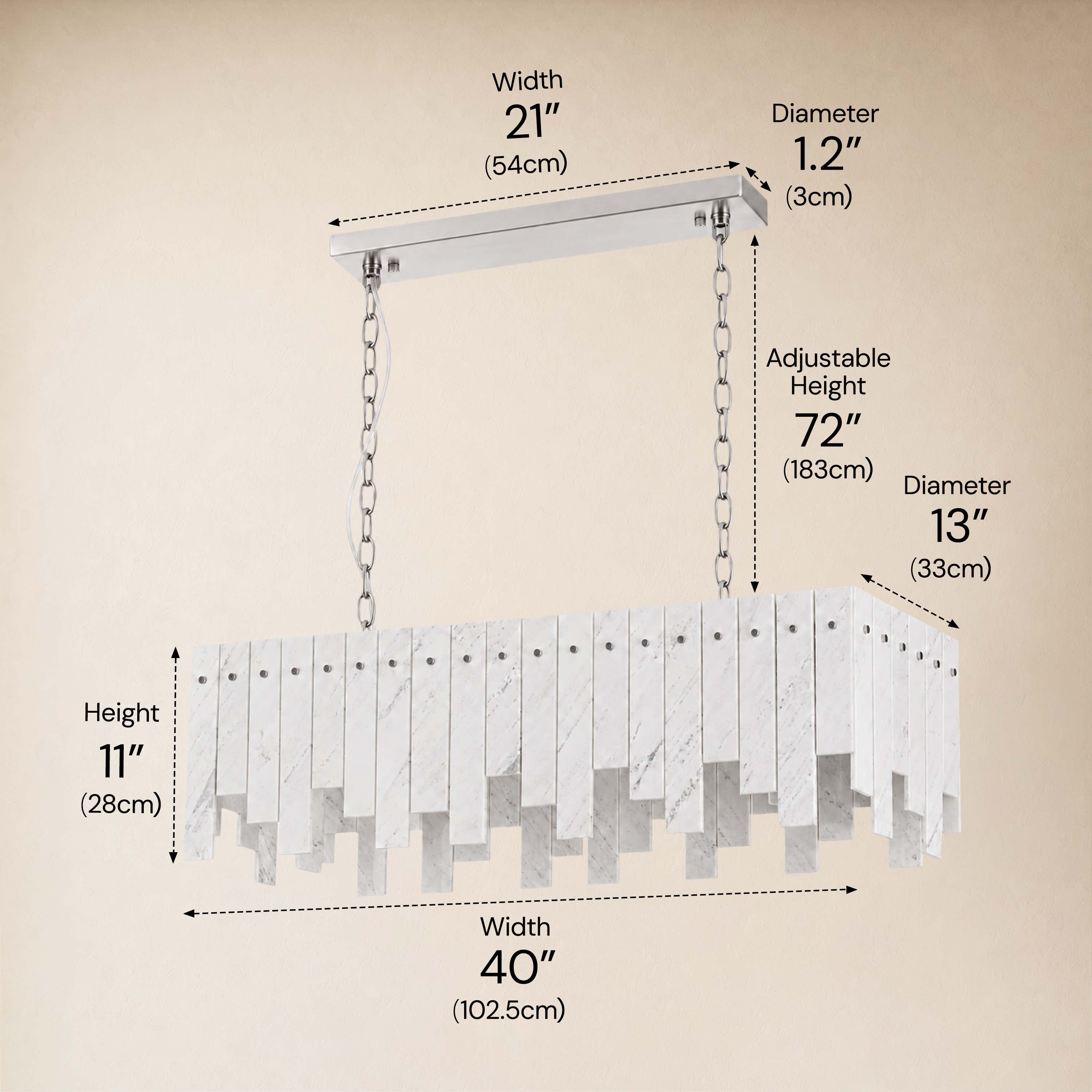Pietra White Marble Rectangular Chandelier 36" 40"W