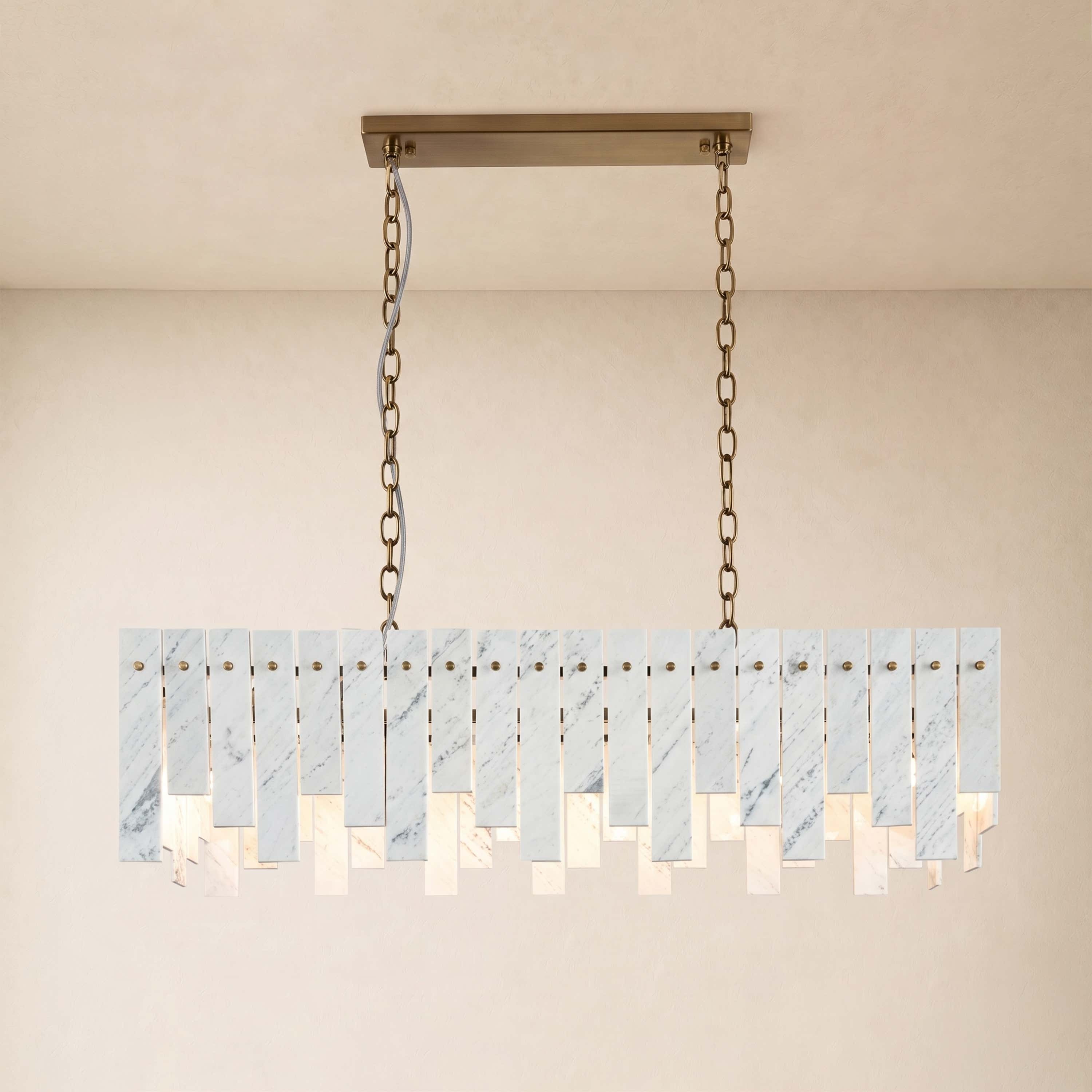 Pietra White Marble Rectangular Chandelier 36" 40"W