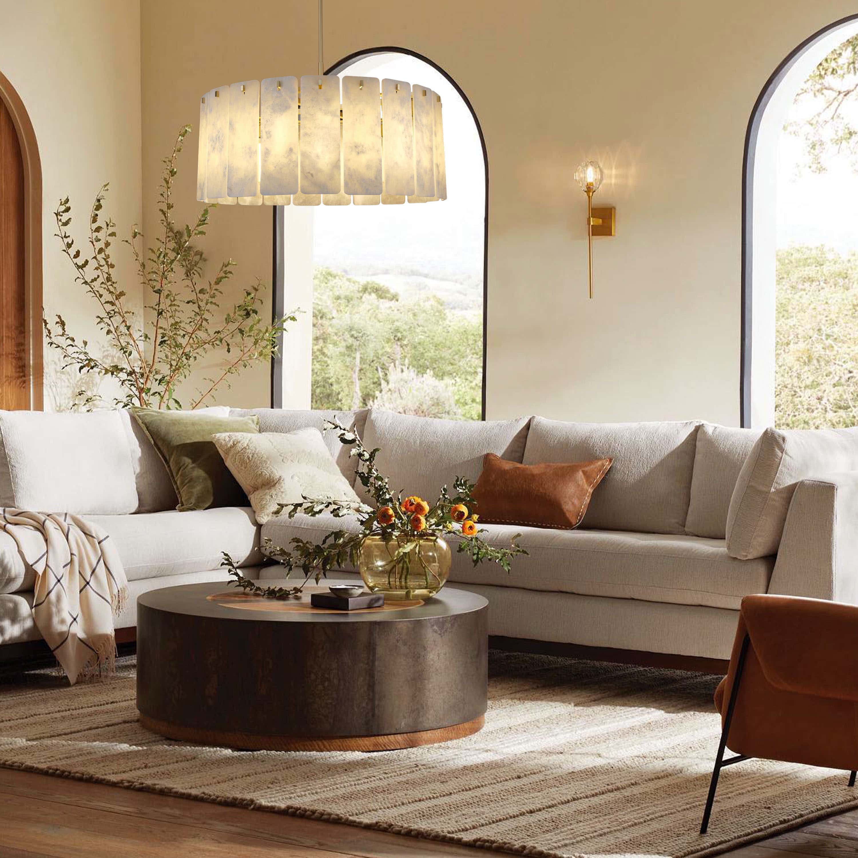 Lunara Alabaster Round Chandelier 91 cm W