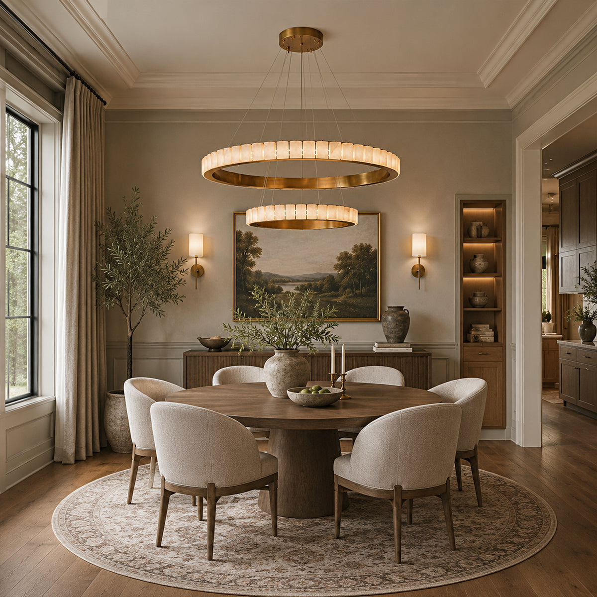 Celestine Alabaster 2-Tier Round Chandelier 40.1"D