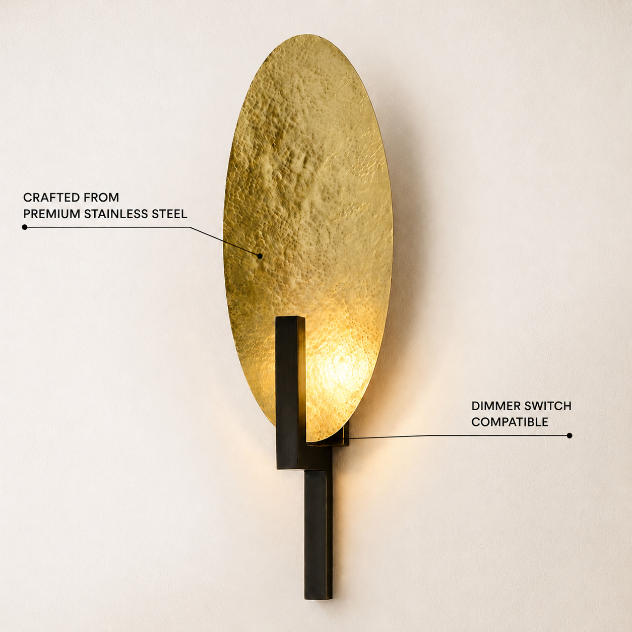 Solveta Metal Hammered Oval Wall Sconce