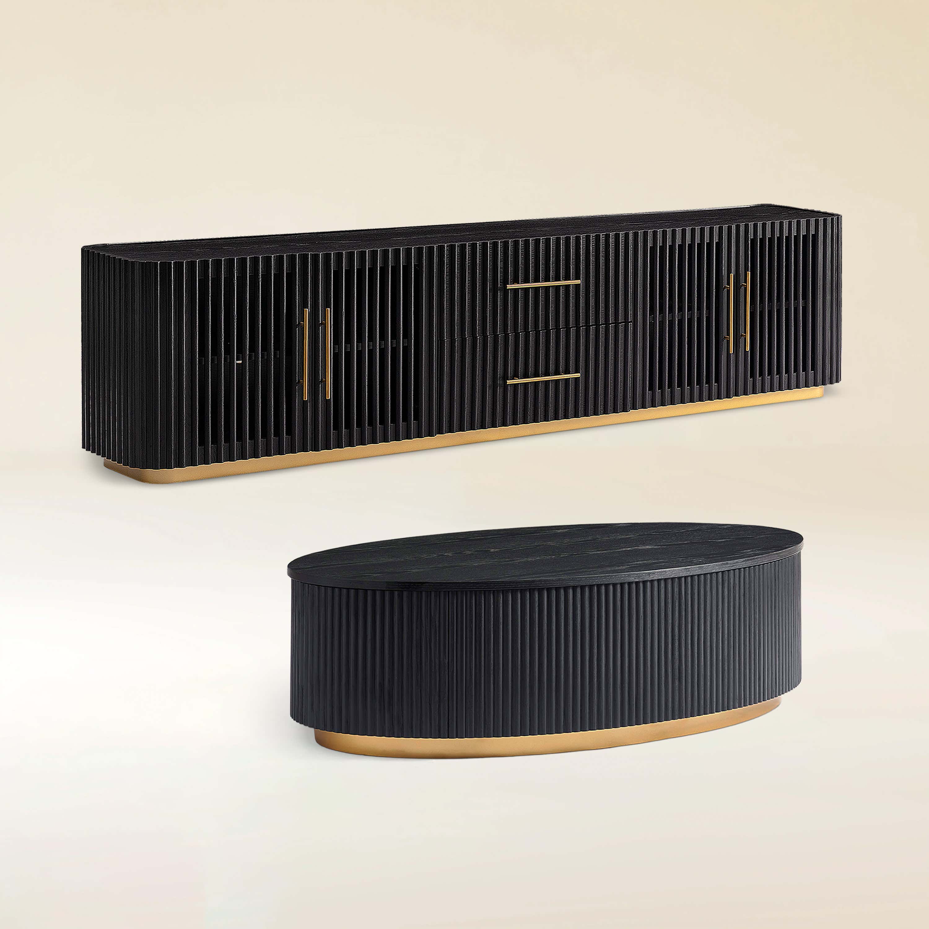 Holton Oak Media Console And Coffee Table Set