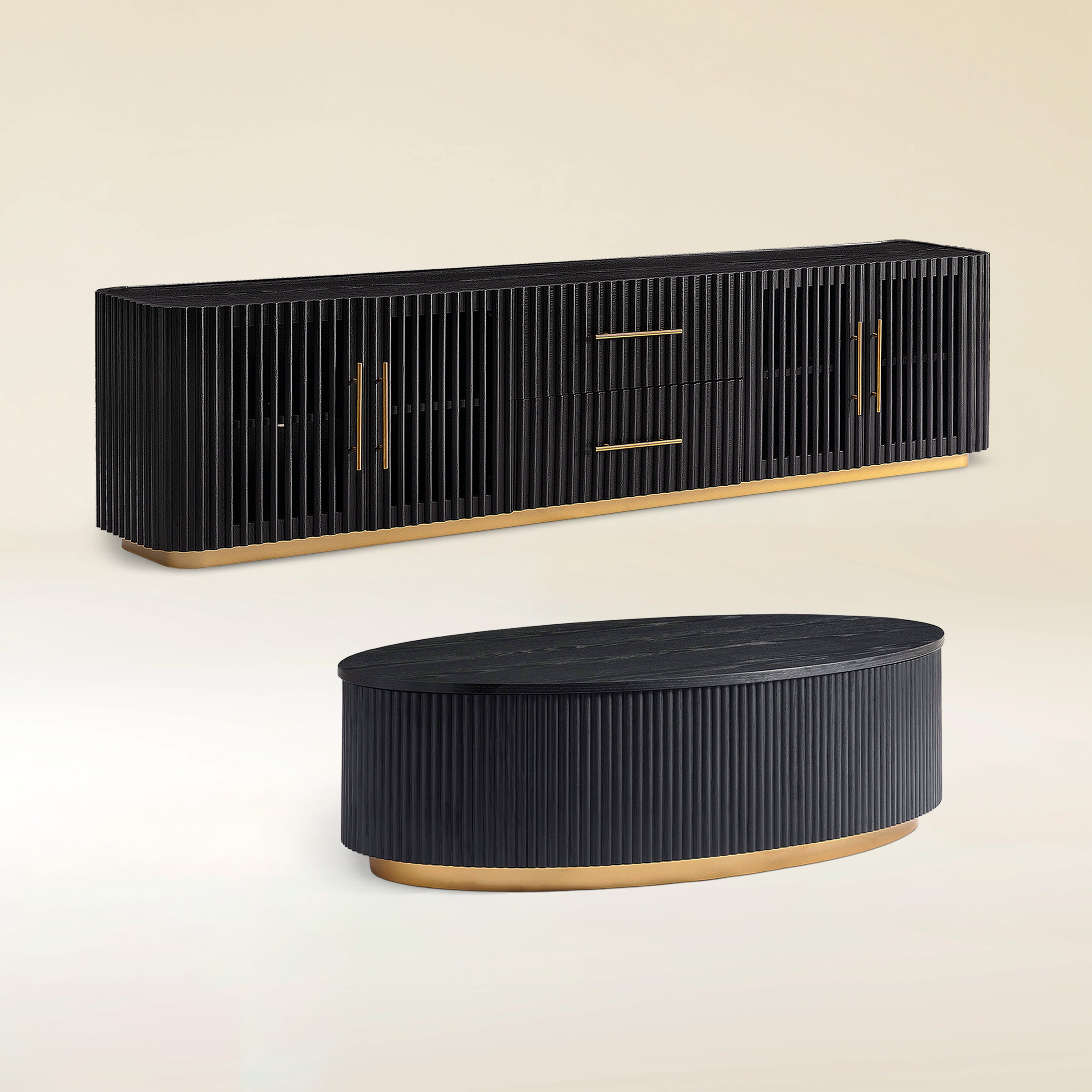 Holton Oak Media Console And Coffee Table Set