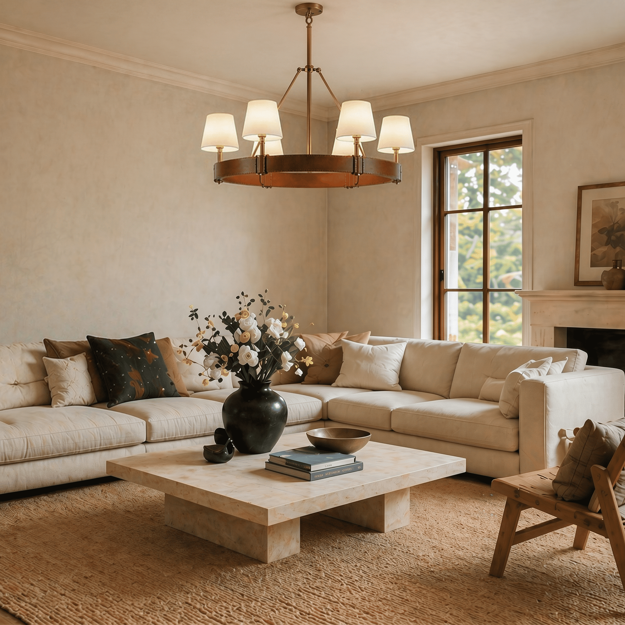 Corvella Leather Round Chandelier