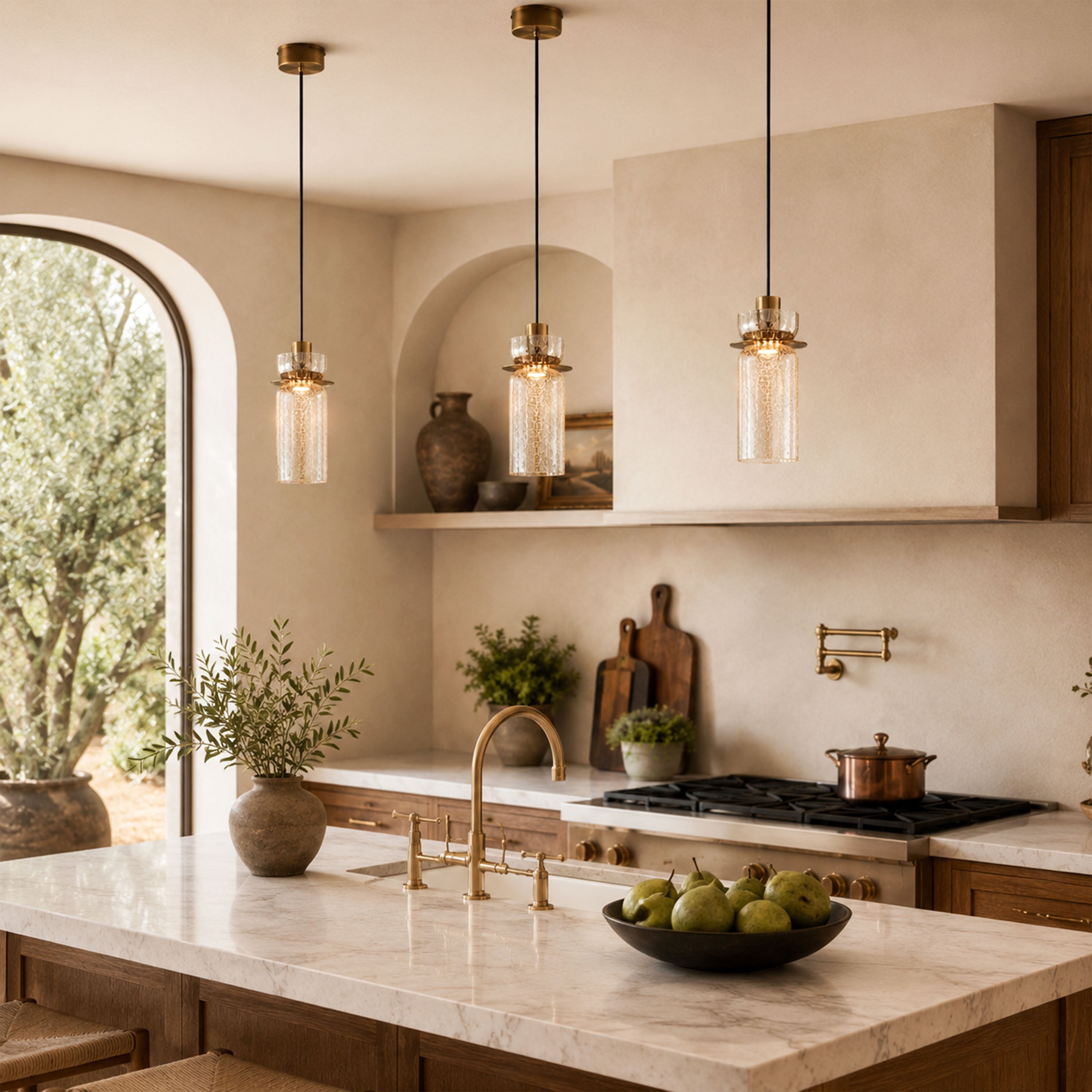 Zendria Crackle Glass Pendant Light