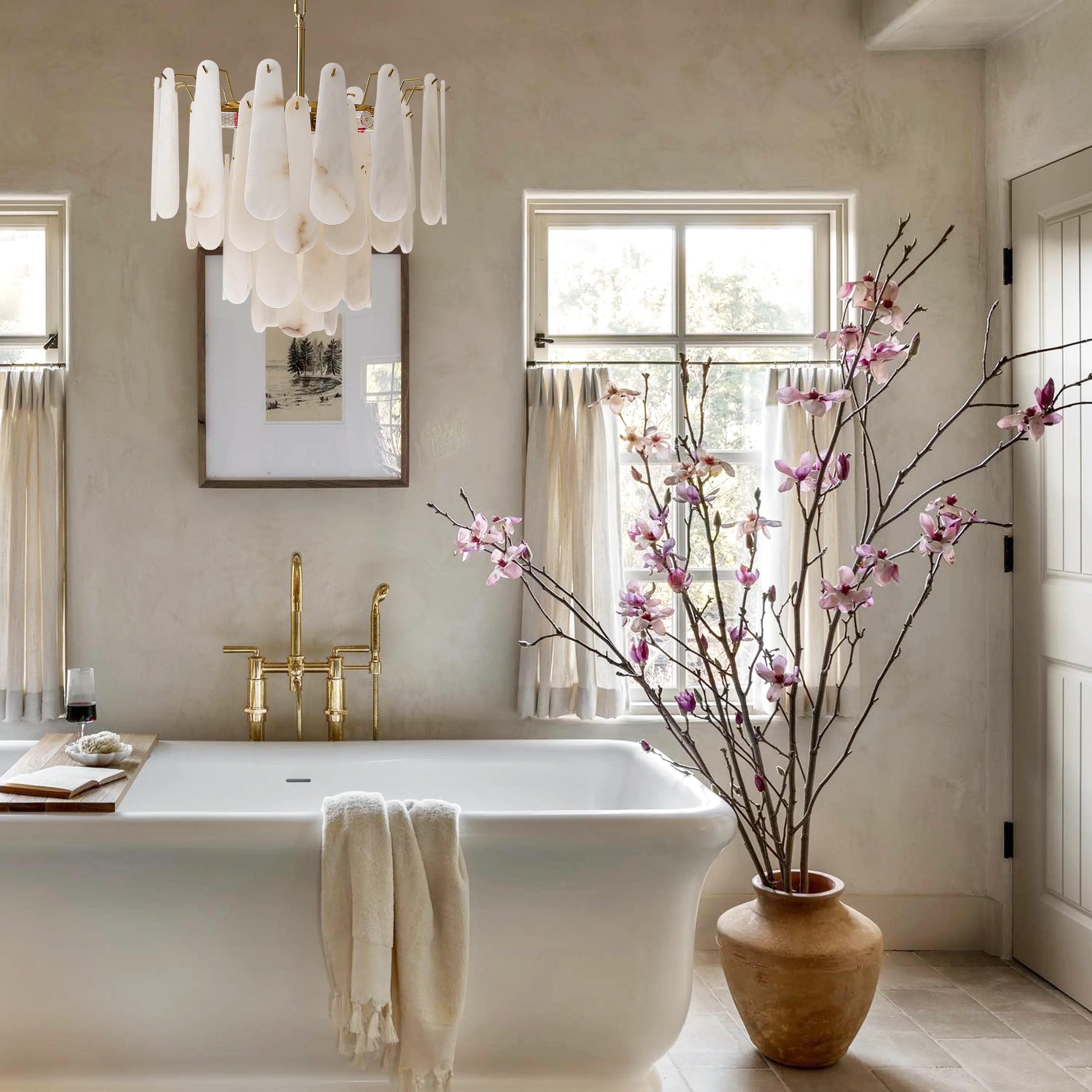 Caldera Alabaster Round Chandelier 55cm