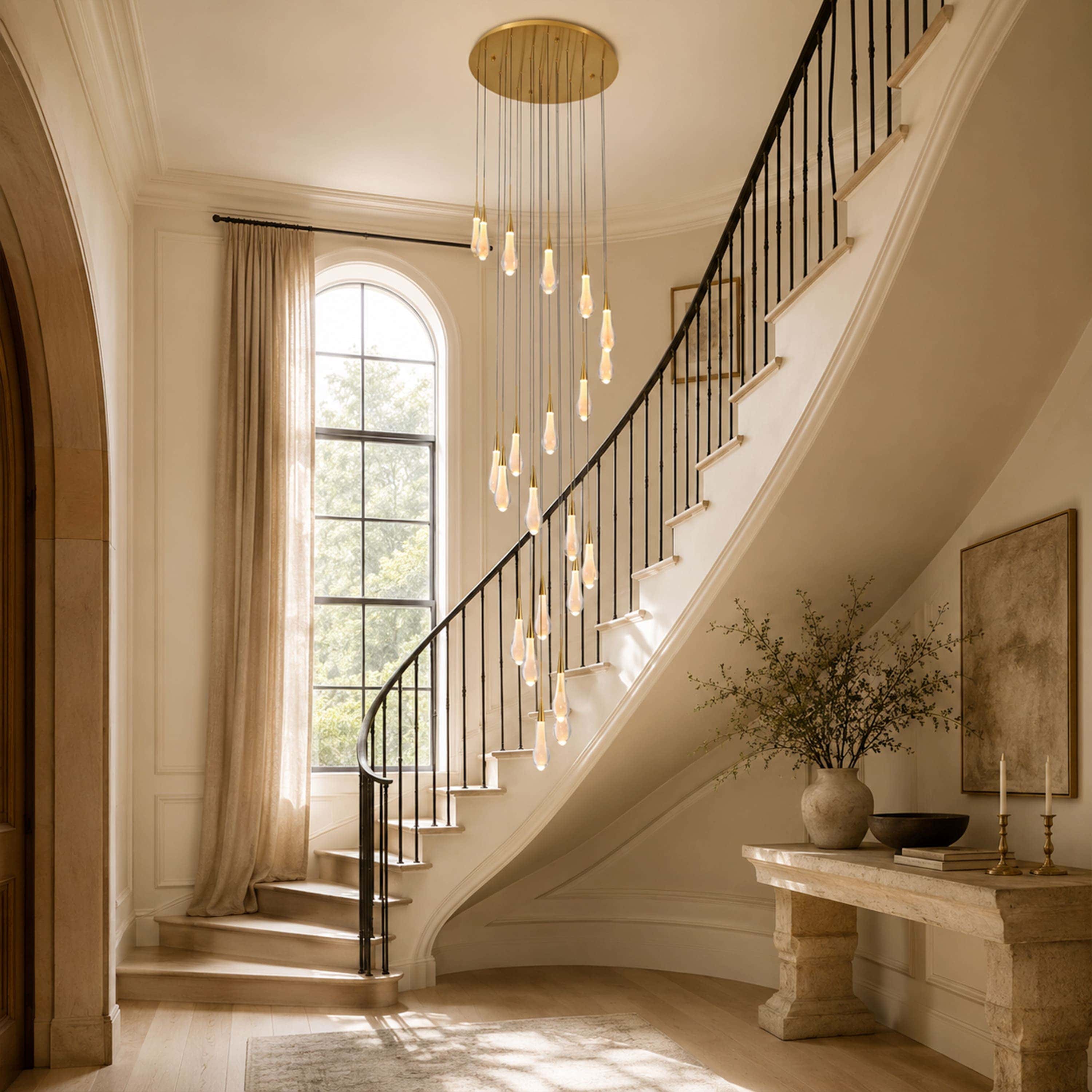 Teardrop Crystal Drop Round Chandelier