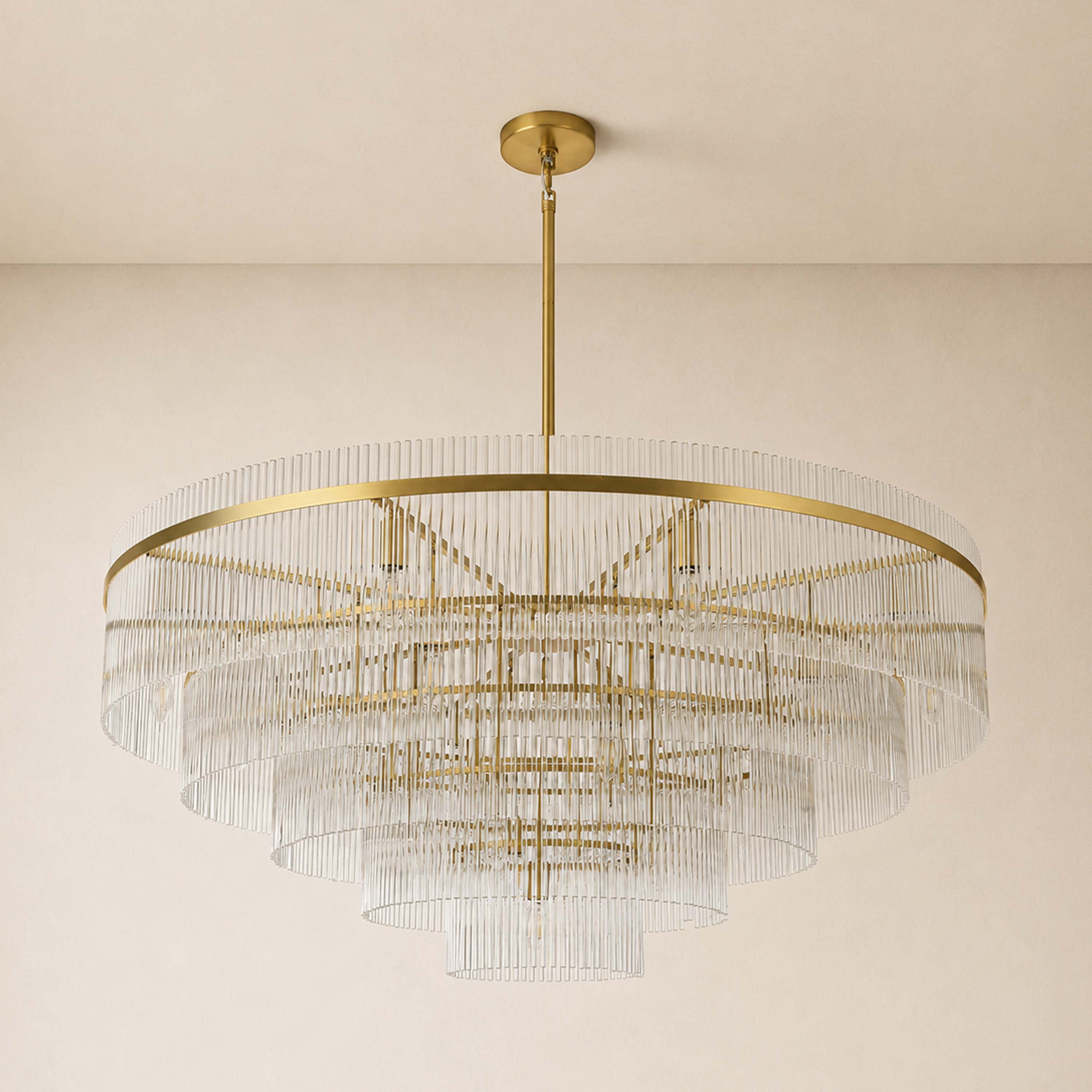 Elyndra Glass Rod Tiered Round Chandelier 30" 40" 50"D