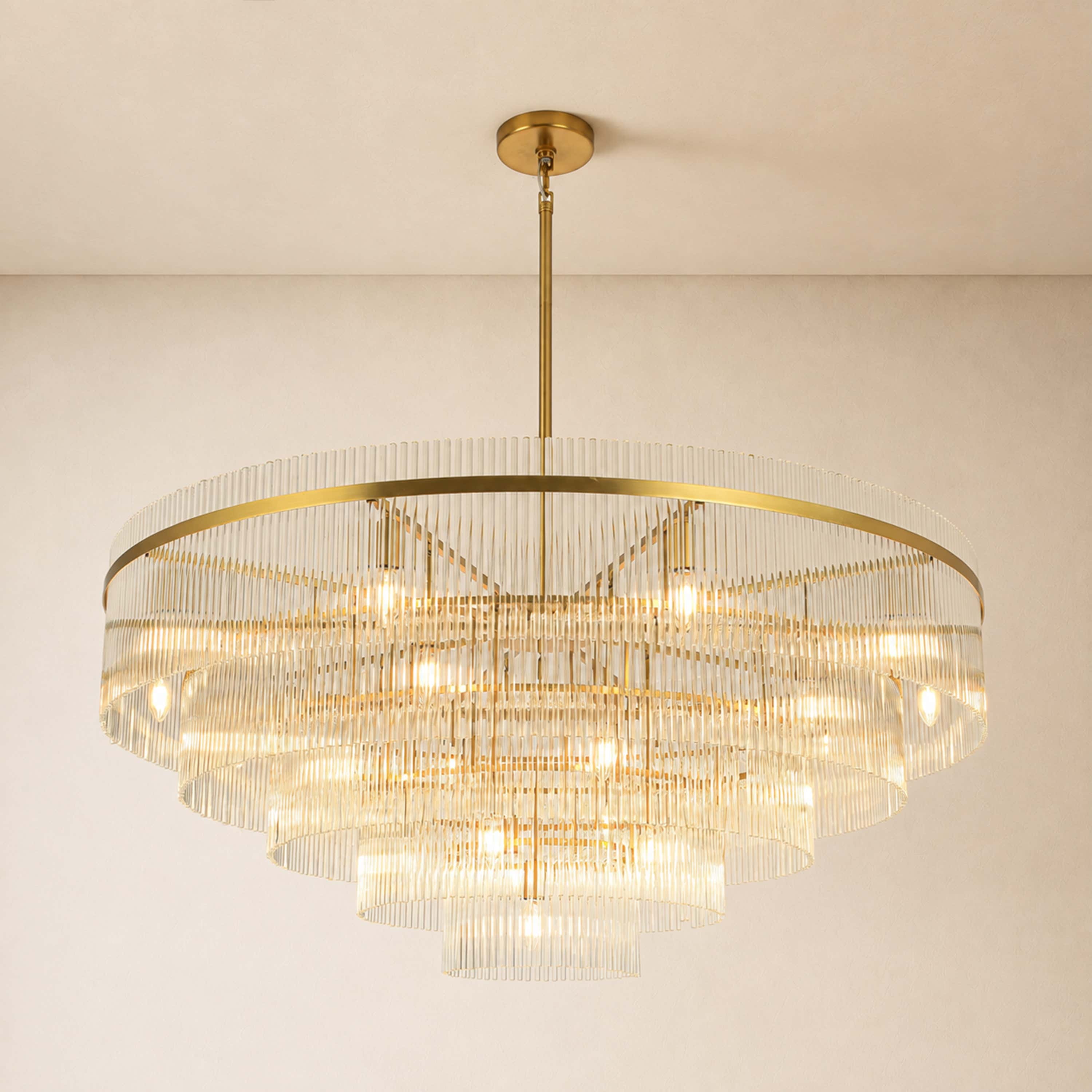 Elyndra Glass Rod Tiered Round Chandelier 30" 40" 50"D