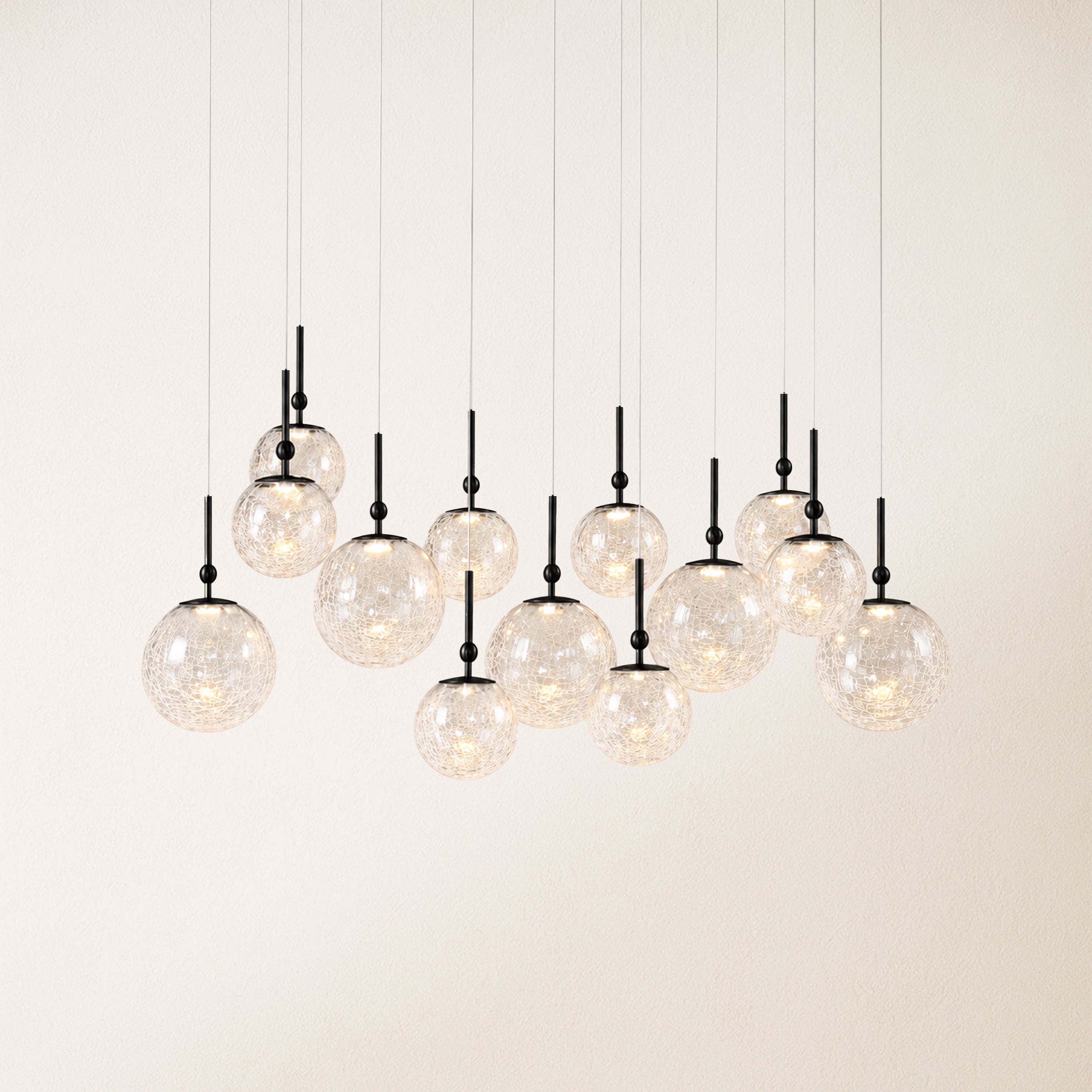 Elowen Crackled Glass Cluster Rectangular Chandelier