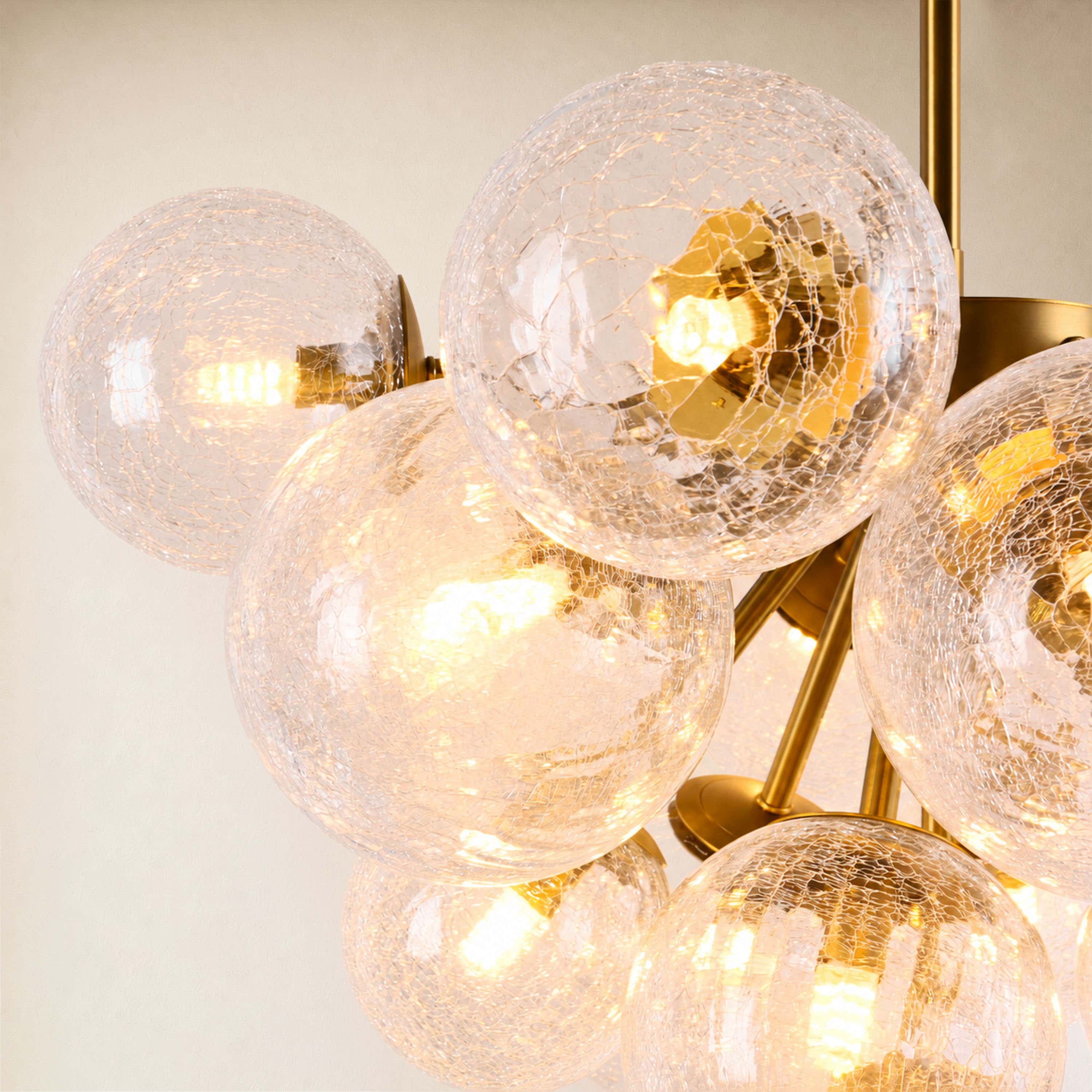 Elowen Crackled Glass Cluster Round Chandelier 24" 35"D