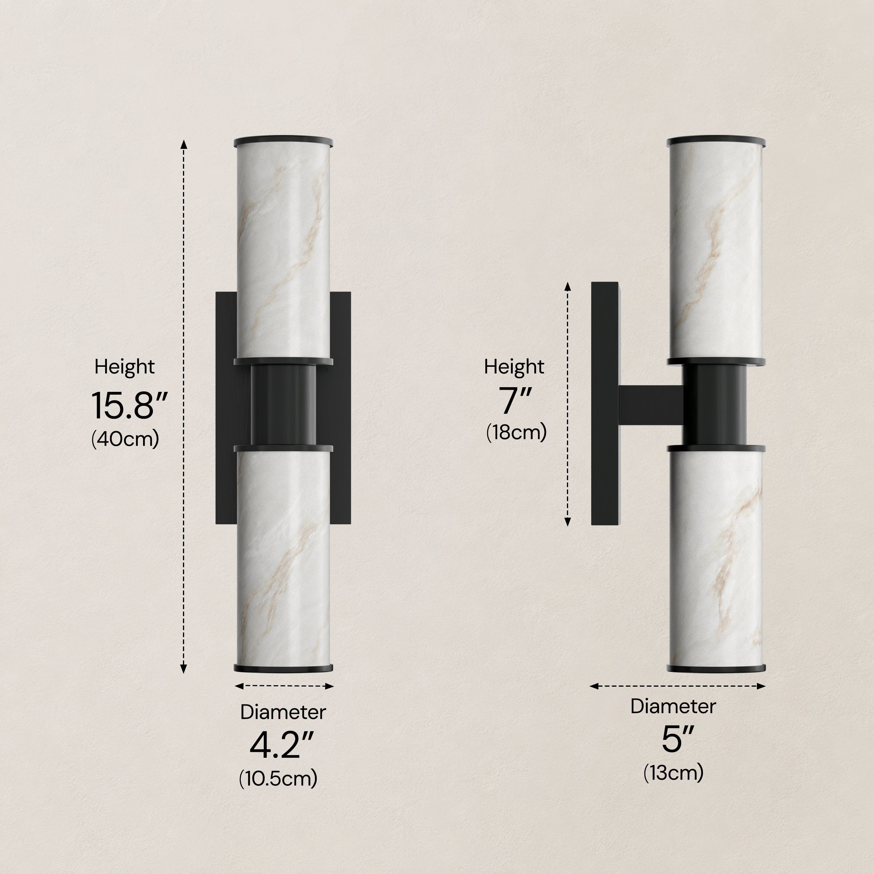 Nuvarelle Resin Double Cylinder Wall Sconce 15.8" 22"H