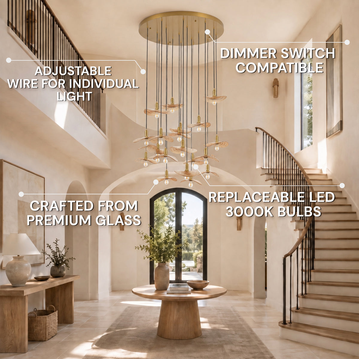 Mirelune Glass Disc Round Chandelier 36"D