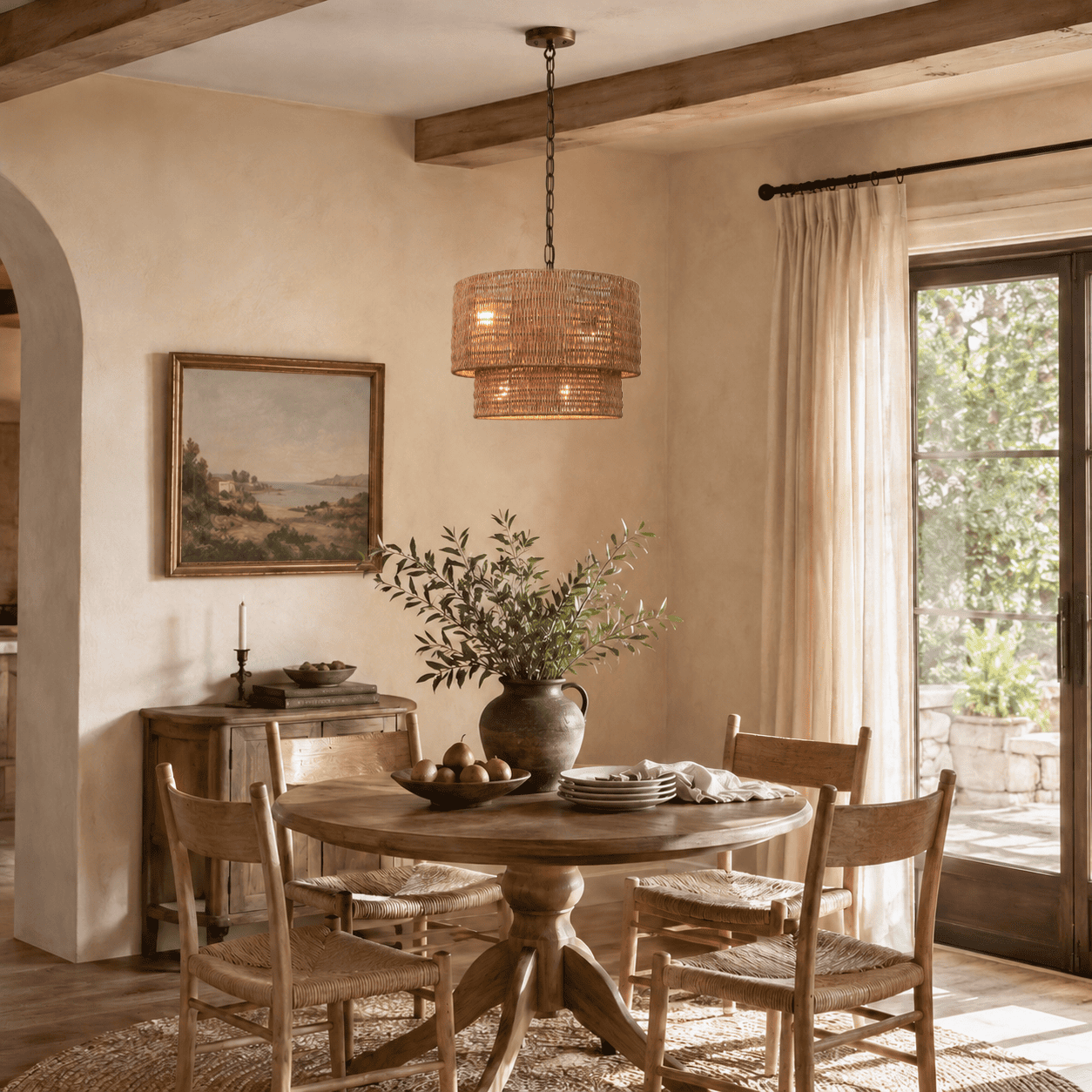 Cavana Rattan Round Pendant 16"D