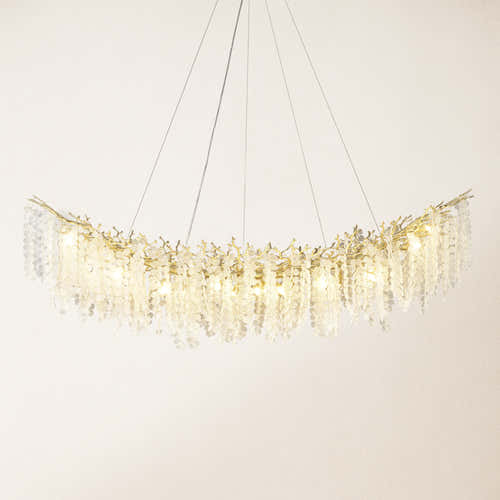 Shiro Noda Crystal Tree Branch Linear Chandelier 72"W#Finish_Gold