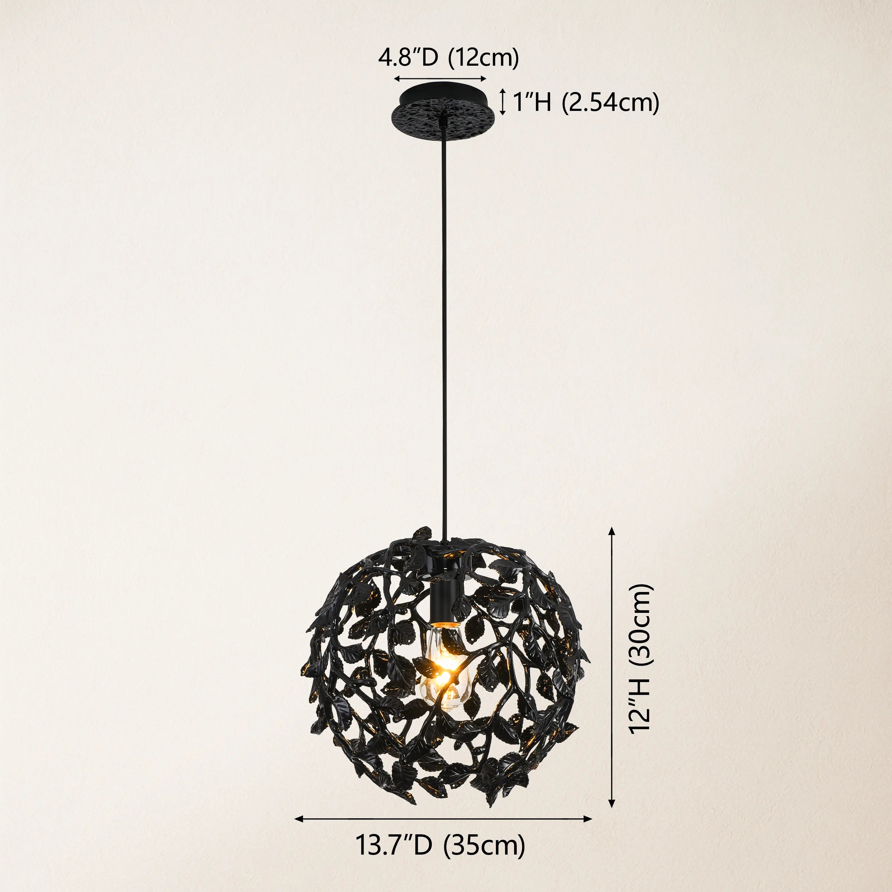 Elara Black Spherical Cage Chandelier 35.56cm