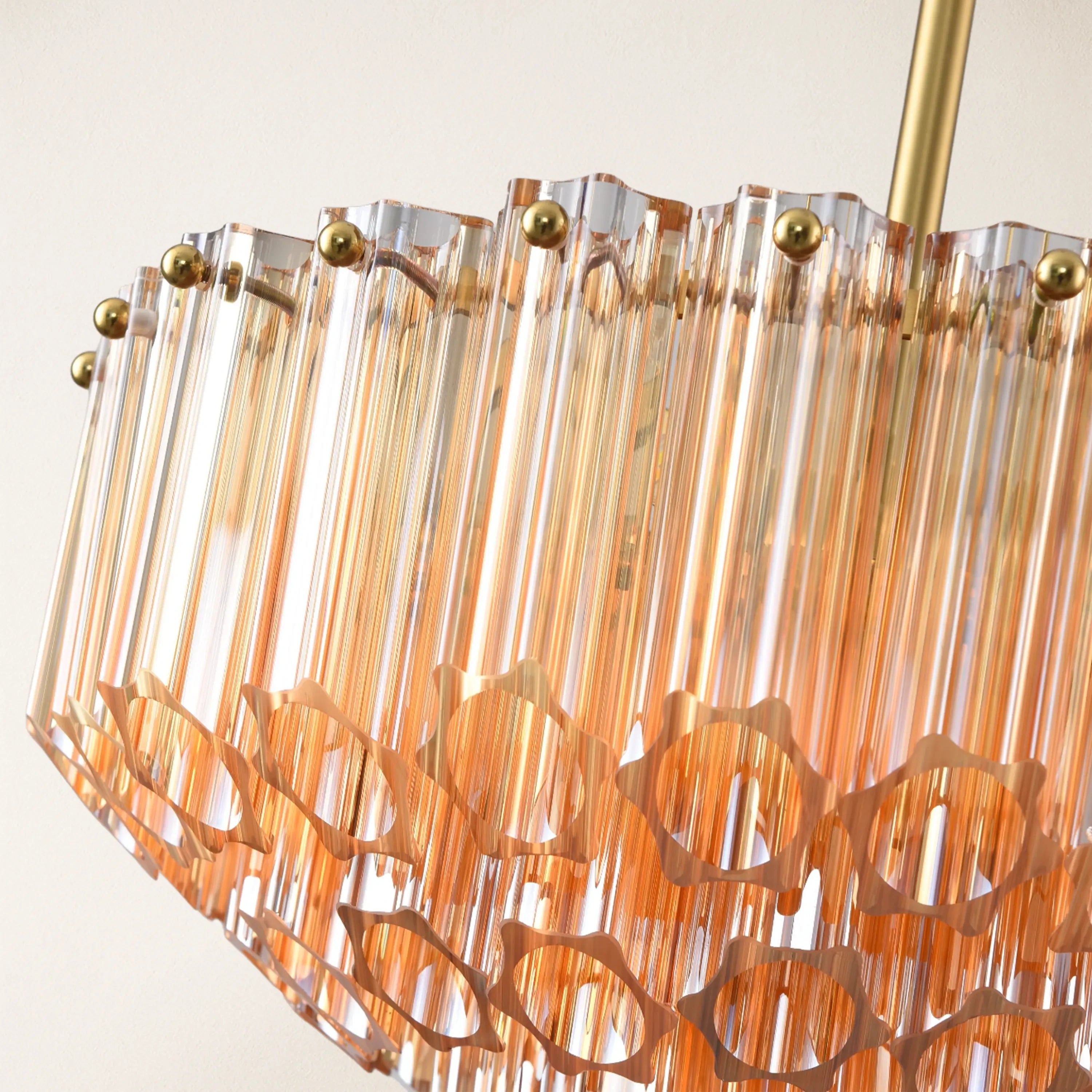 Ethereal Crystal Radiance Clear Amber Round Chandelier 36cm