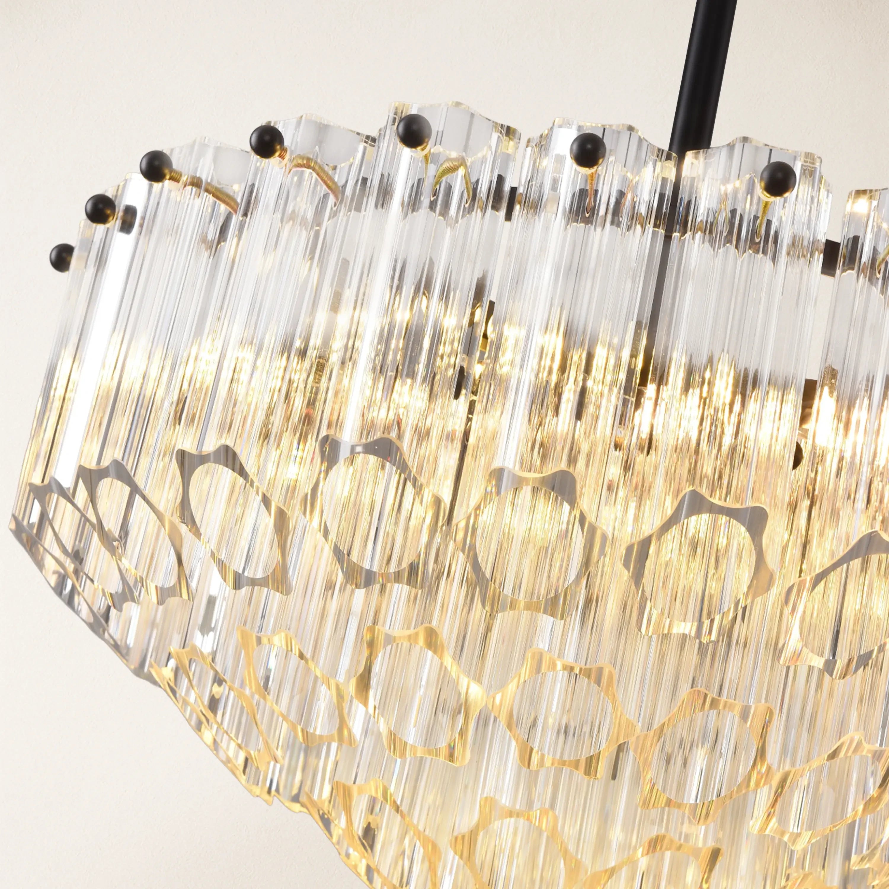 Ethereal Crystal Radiance Clear Amber Round Chandelier 36cm