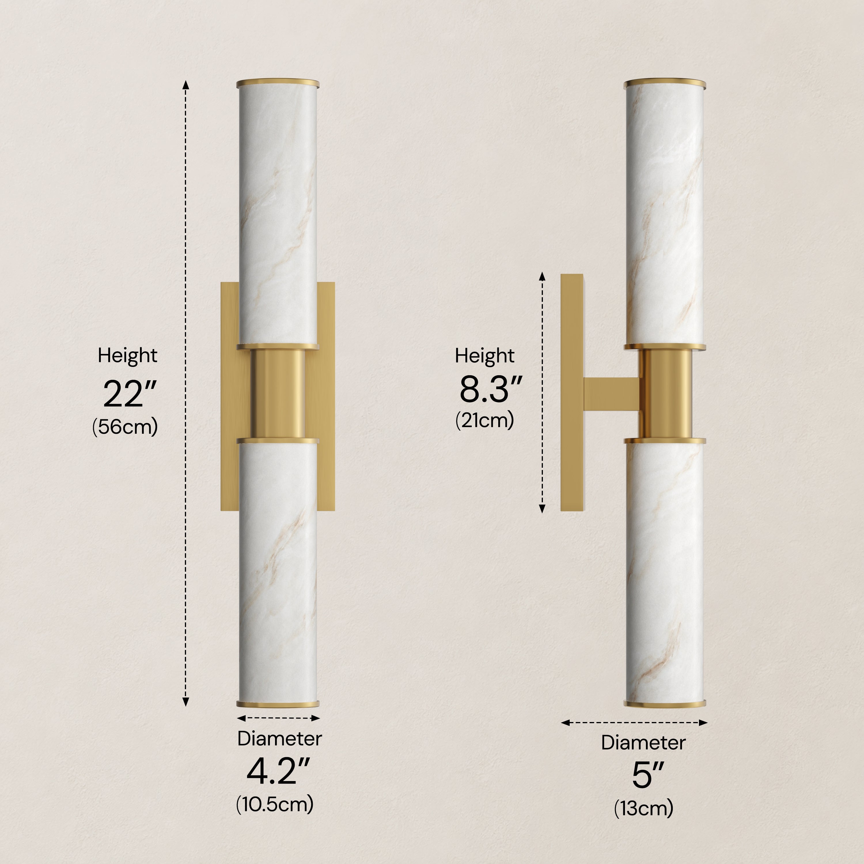 Nuvarelle Resin Double Cylinder Wall Sconce 15.8" 22"H