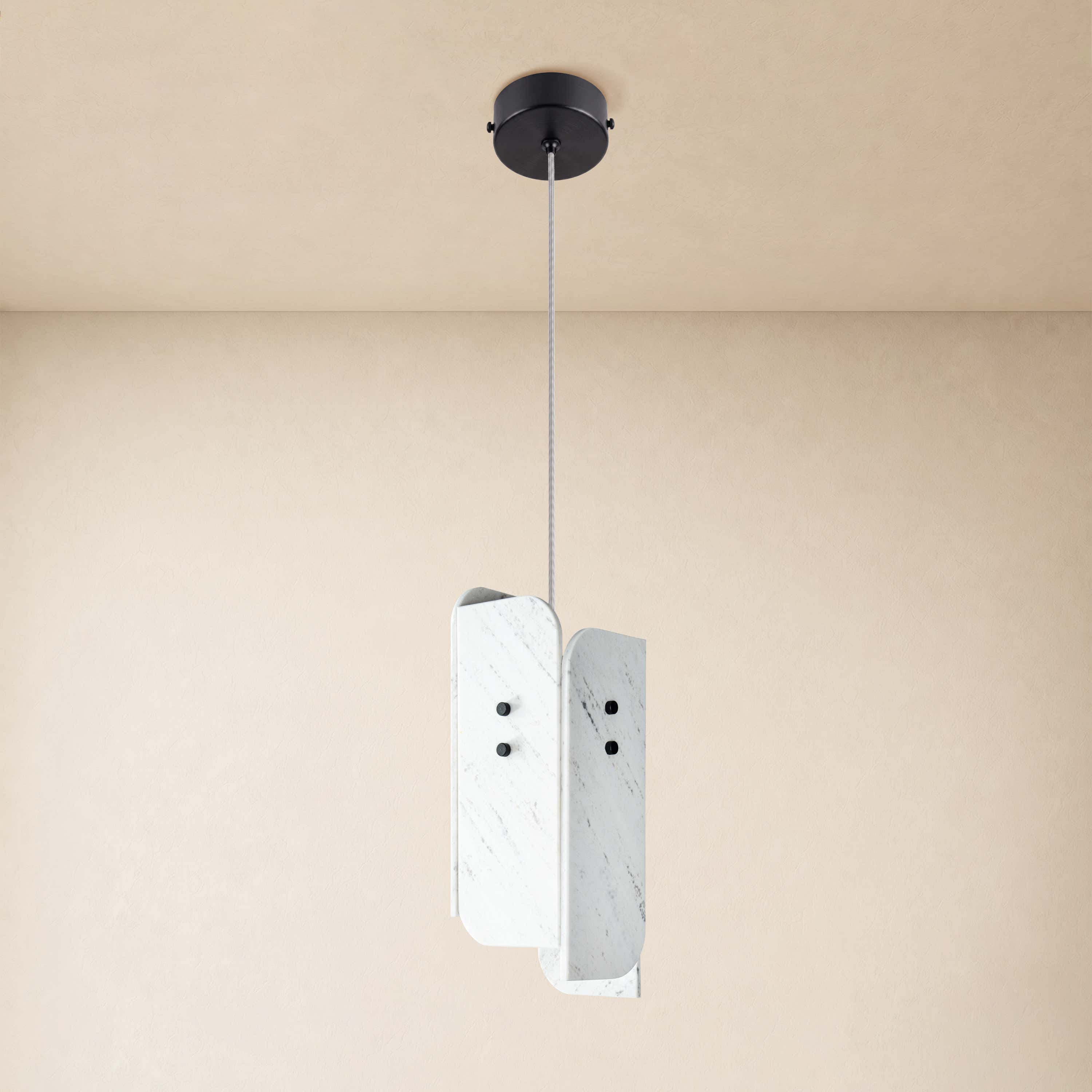 Pietra White Marble Oval Pendant Light 6"D