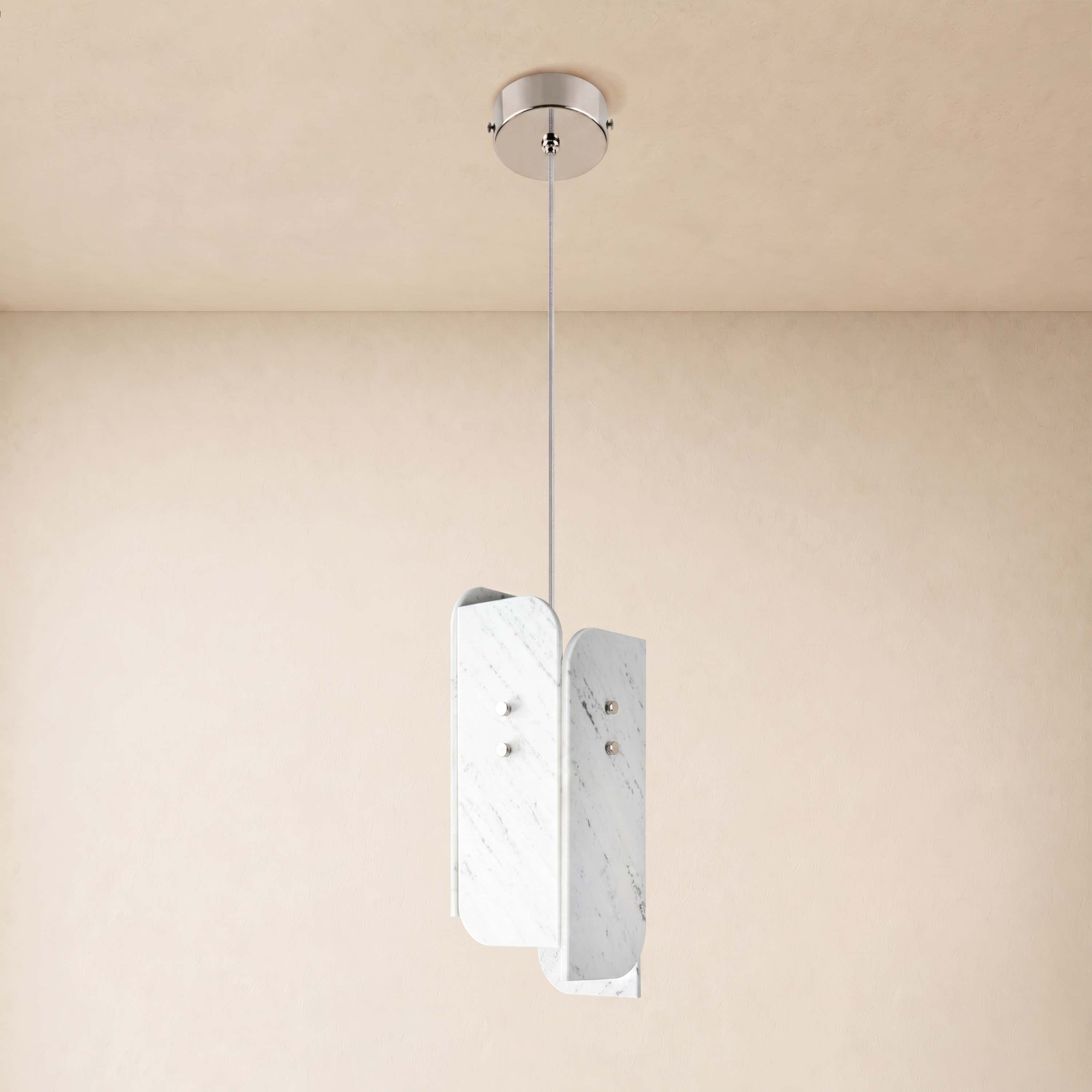 Pietra White Marble Oval Pendant Light 6"D