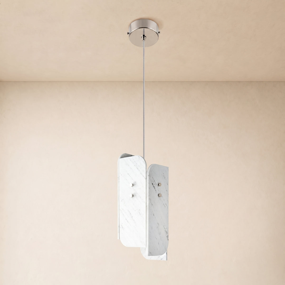 Pietra Porcelain White Marble Oval Pendant Light 6"D