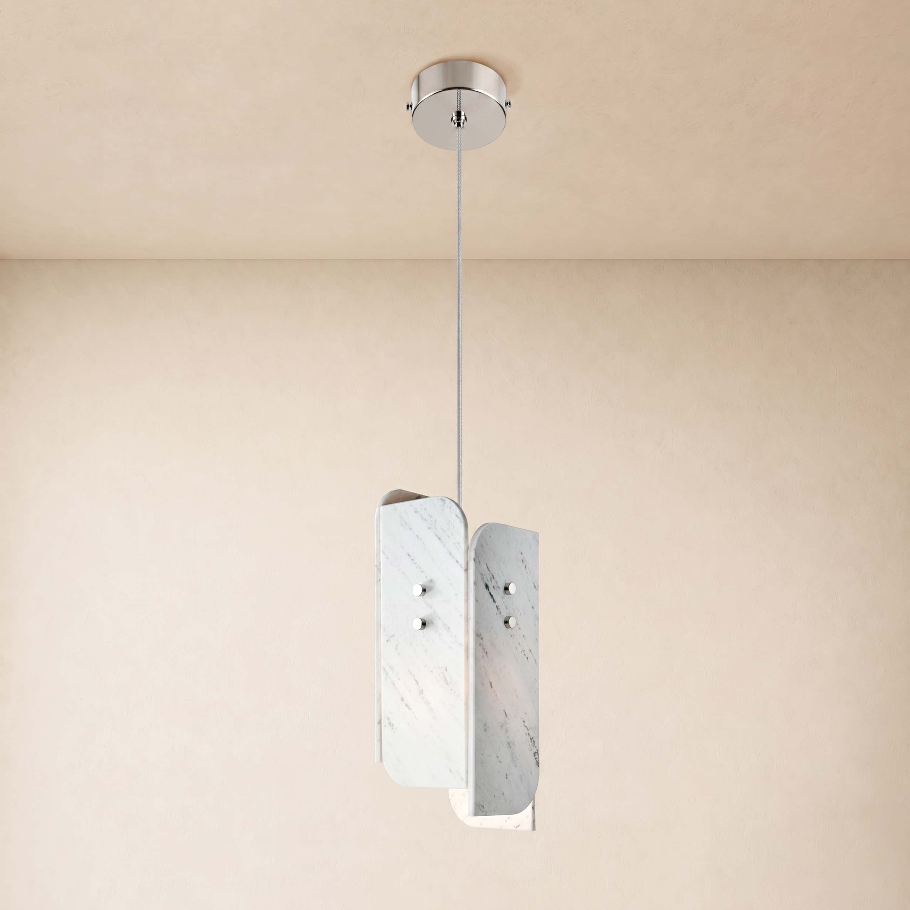 Pietra White Marble Oval Pendant Light 6"D