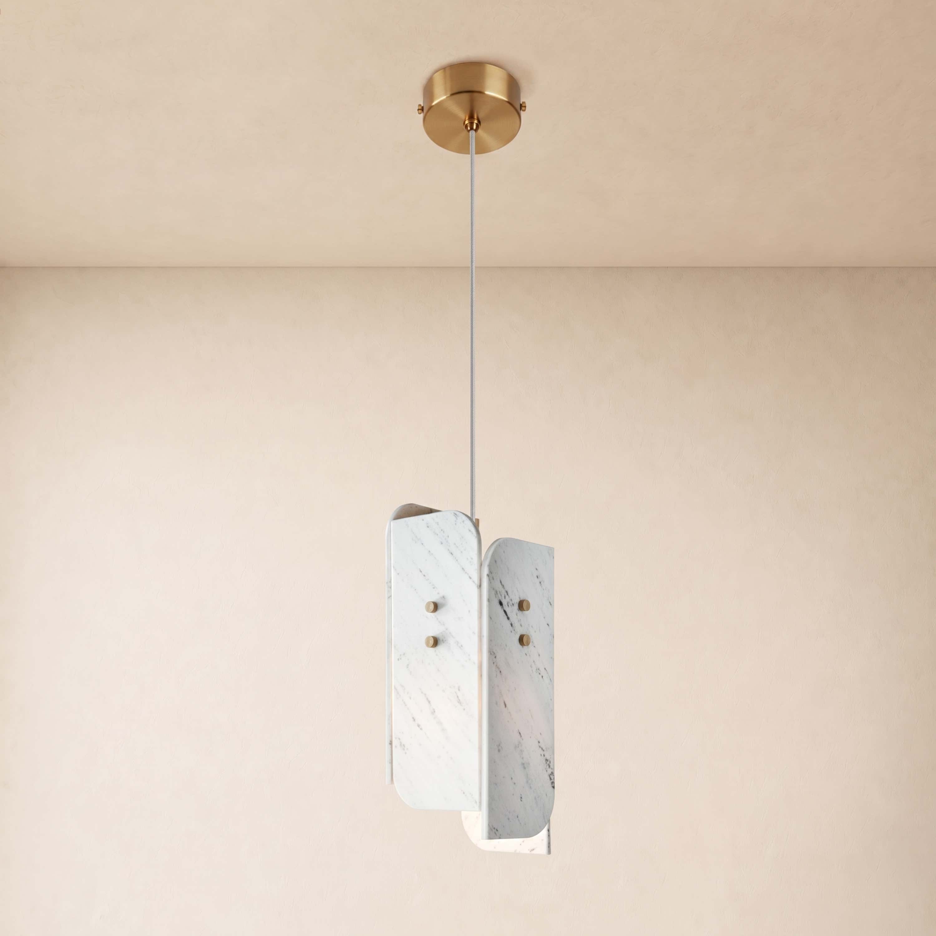 Pietra White Marble Oval Pendant Light 6"D