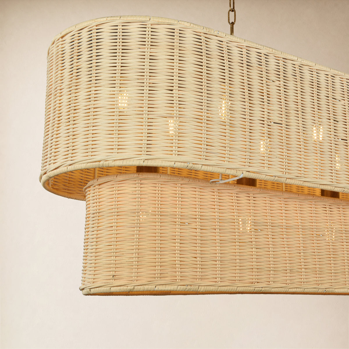 Cavana Rattan Tiered Rectangular Chandelier 53.9"W