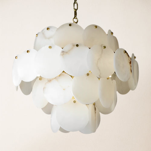 Egwent Alabaster Dish Magnolia Multi-Tiered Round Chandelier 75cm H