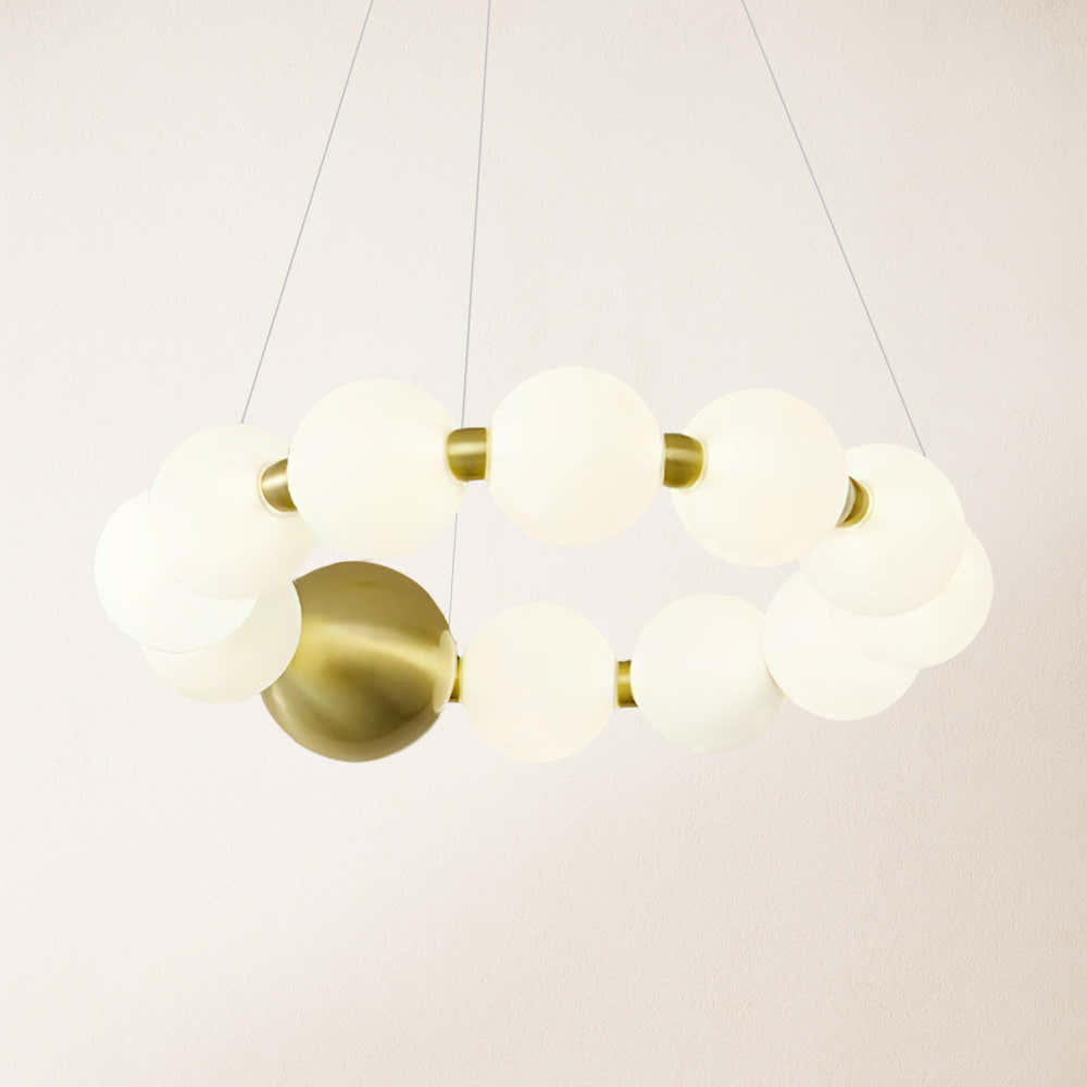 Velora Pearl Bead Round Chandelier 42cm D