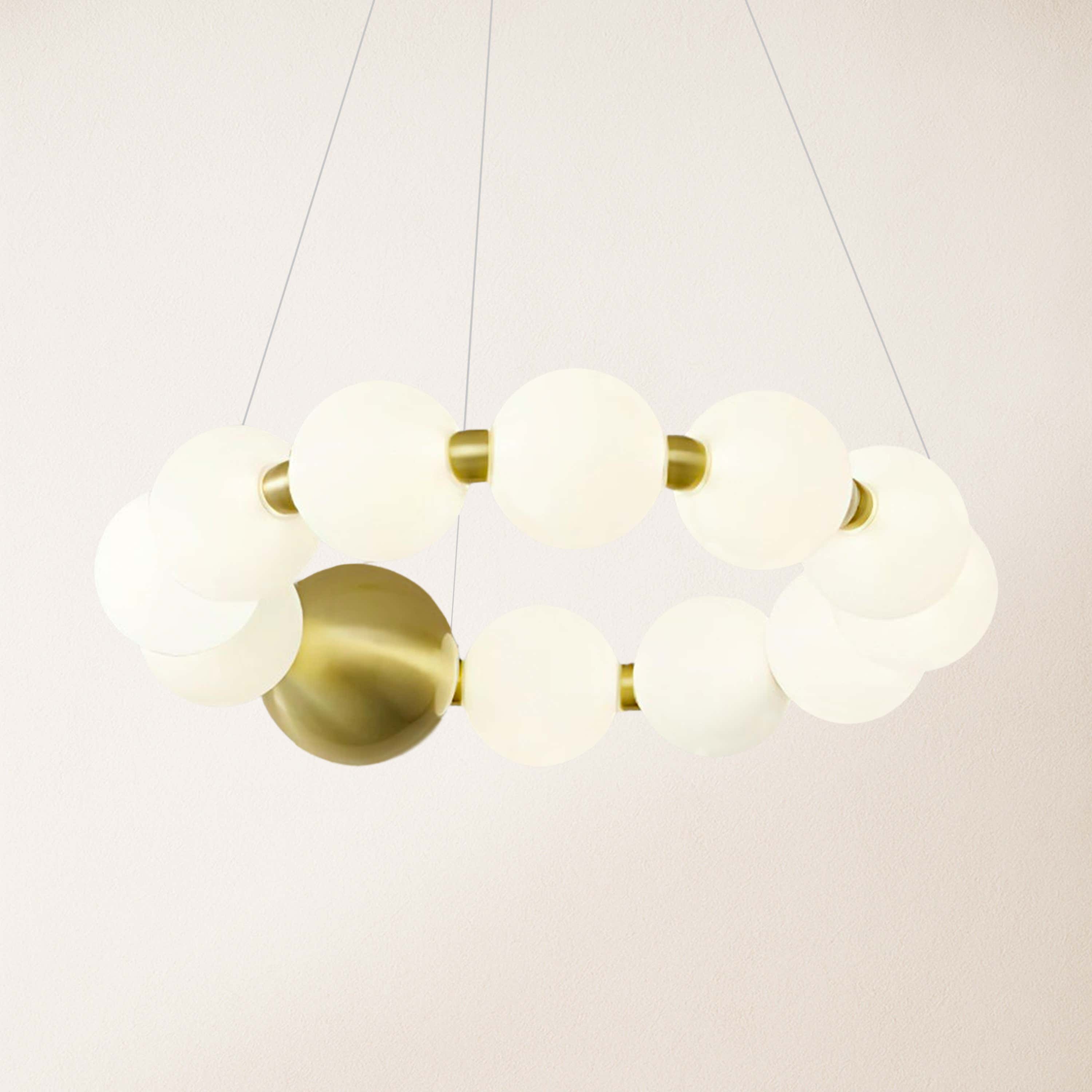 Velora Pearl Bead Round Chandelier 42cm D