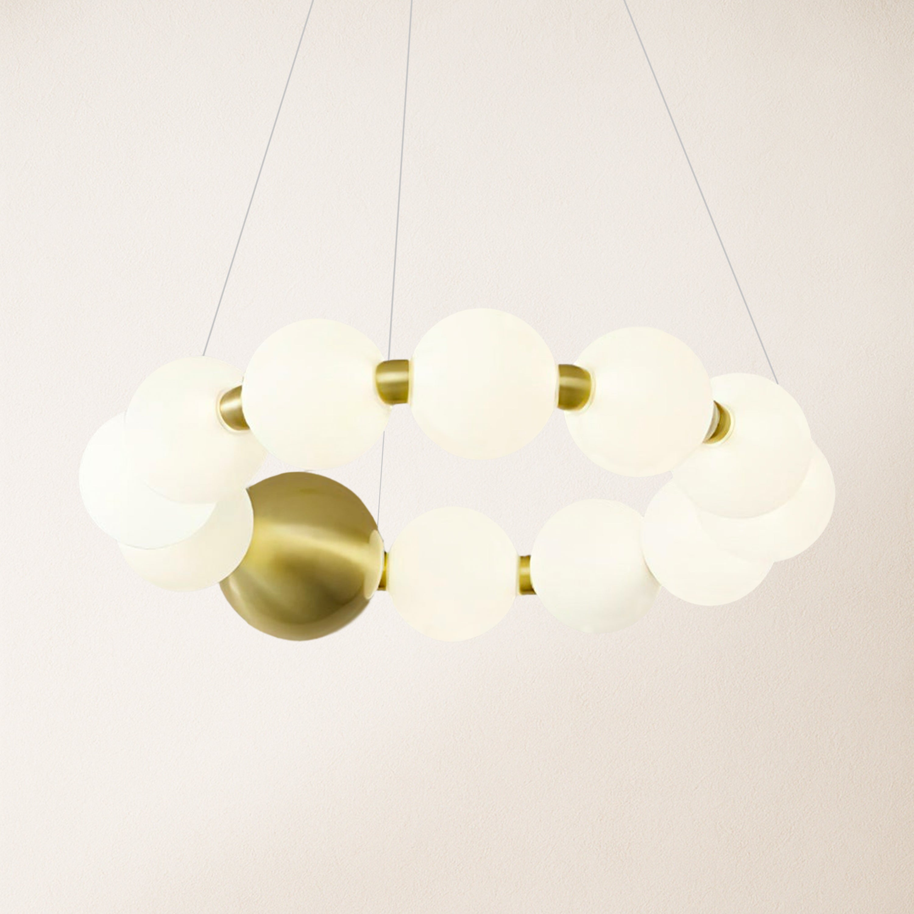 Velora Pearl Bead Round Chandelier 42cm D