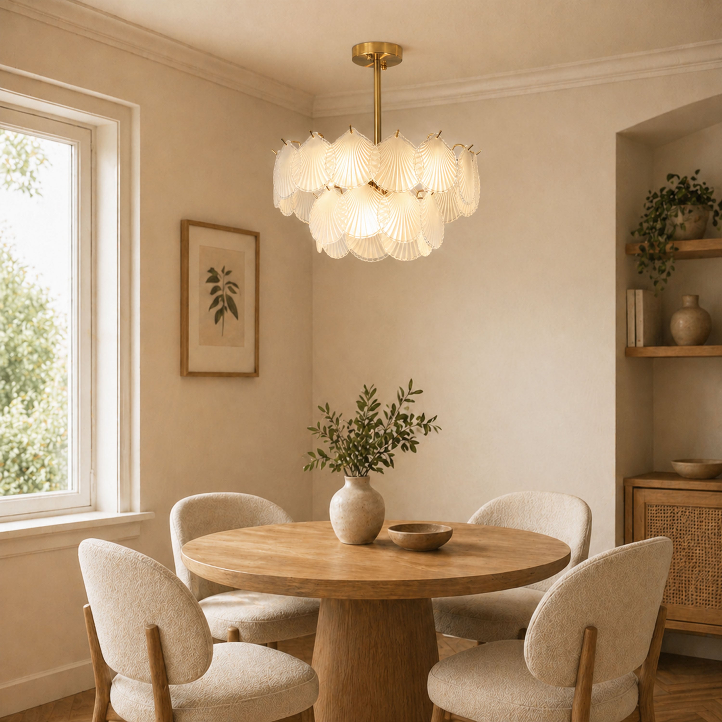 Marivelle Luxury Shell Glass Chandelier