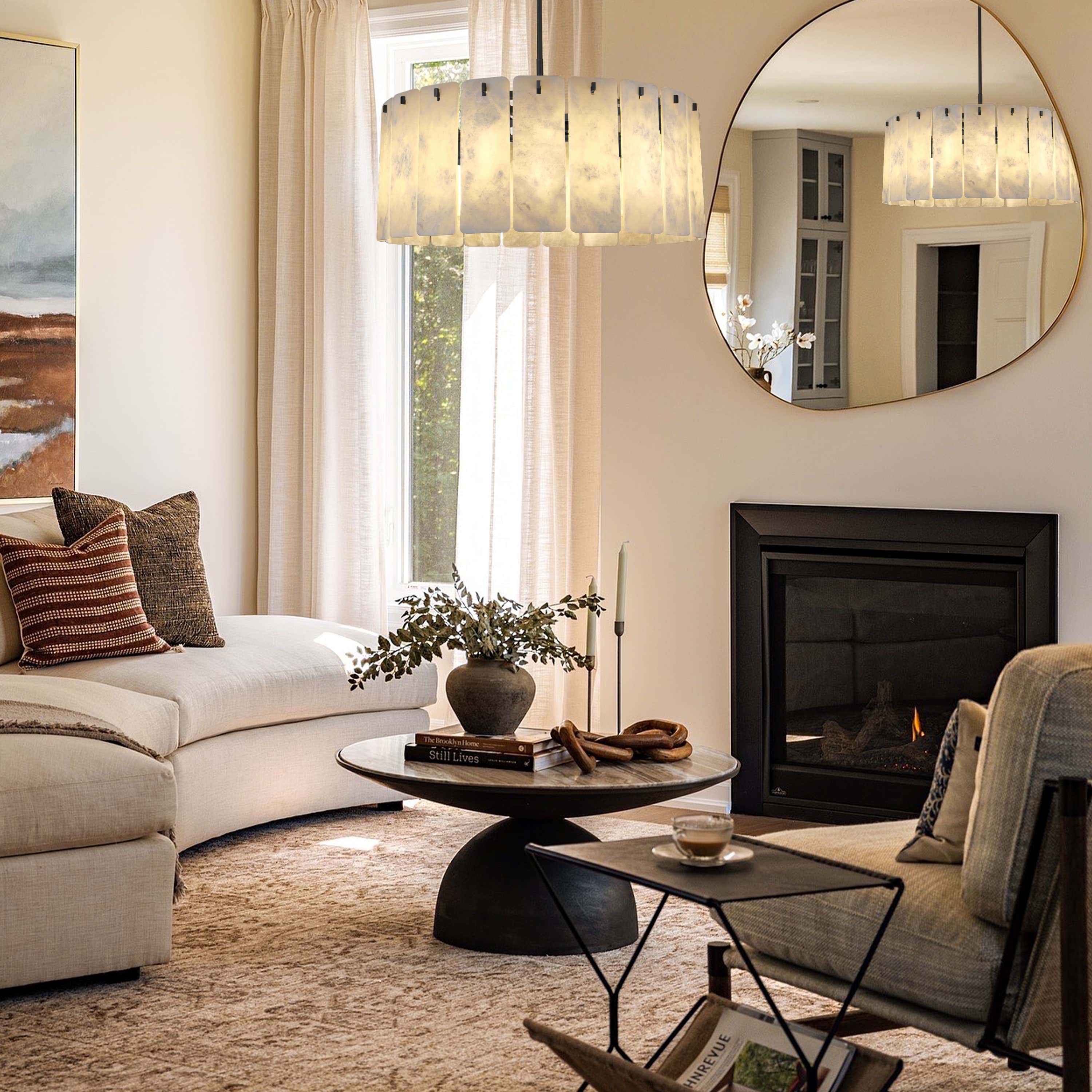 Lunara Alabaster Round Chandelier 91 cm W