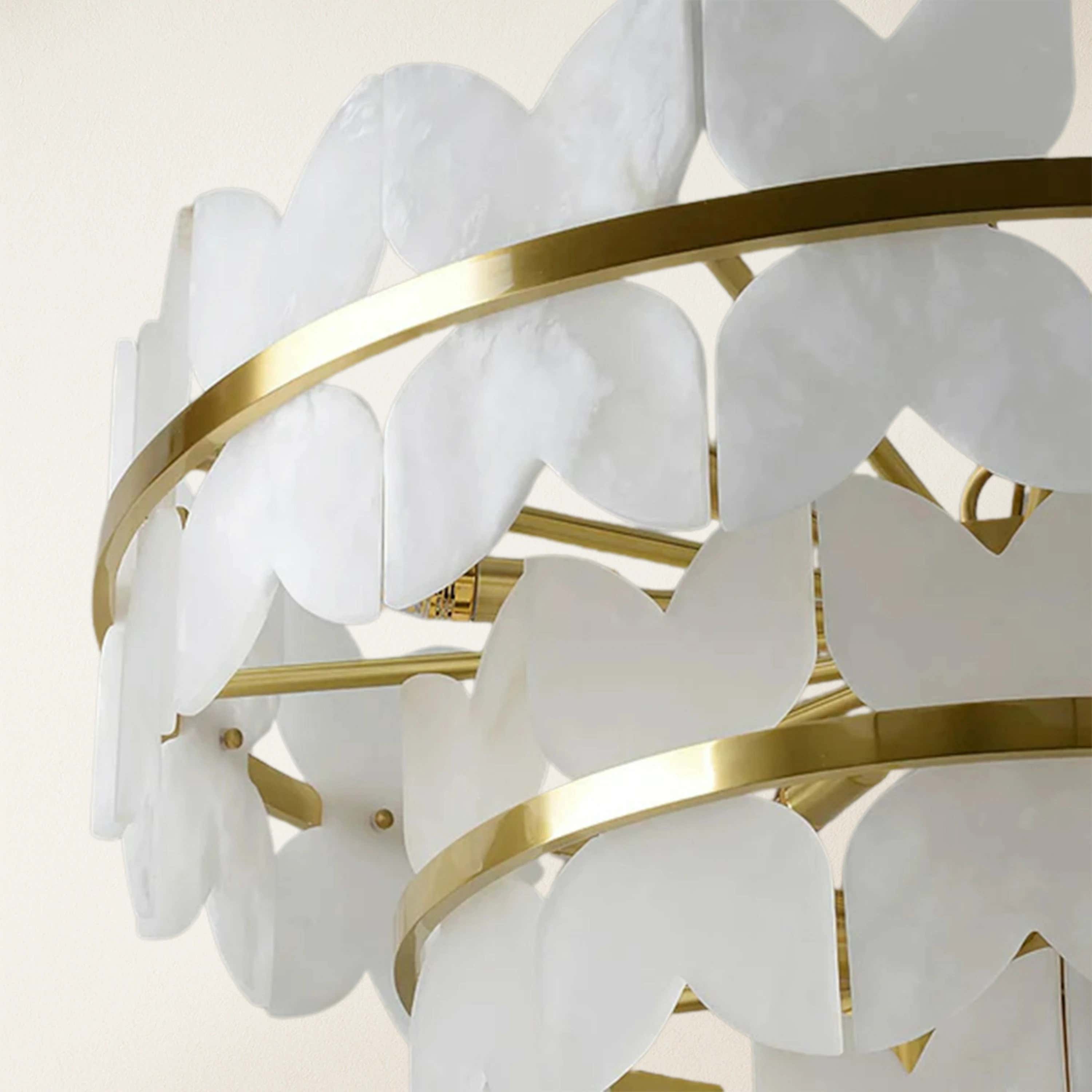 Cloudscape Alabaster Brass 1-Layer Chandelier 40cm D