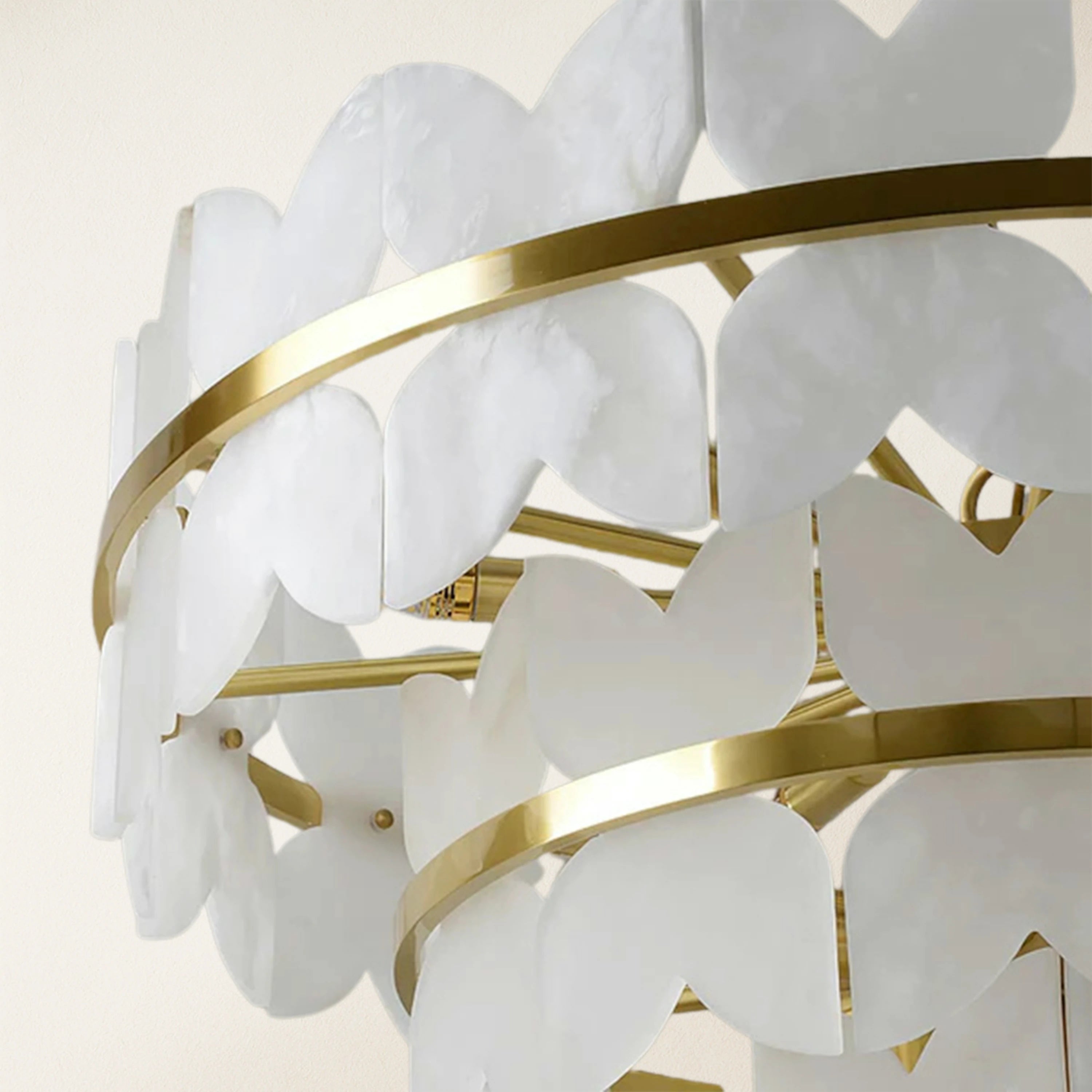 Cloudscape Alabaster Brass 1-Layer Chandelier 80cm D