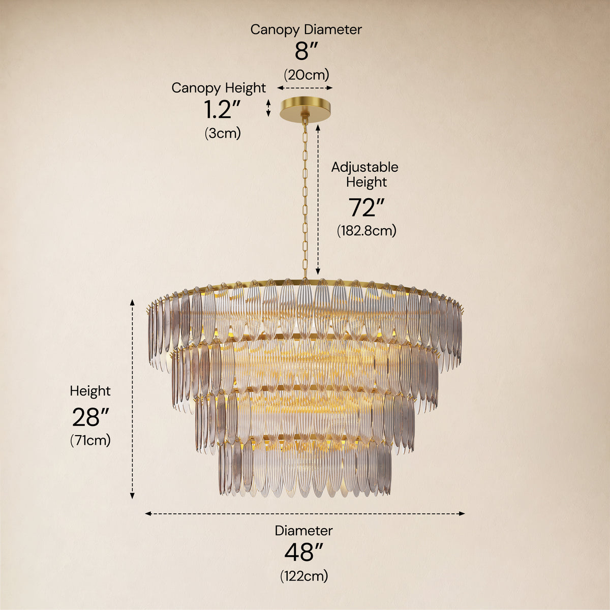 Ardelyne Glass Four-Tier Round Chandelier 48"D