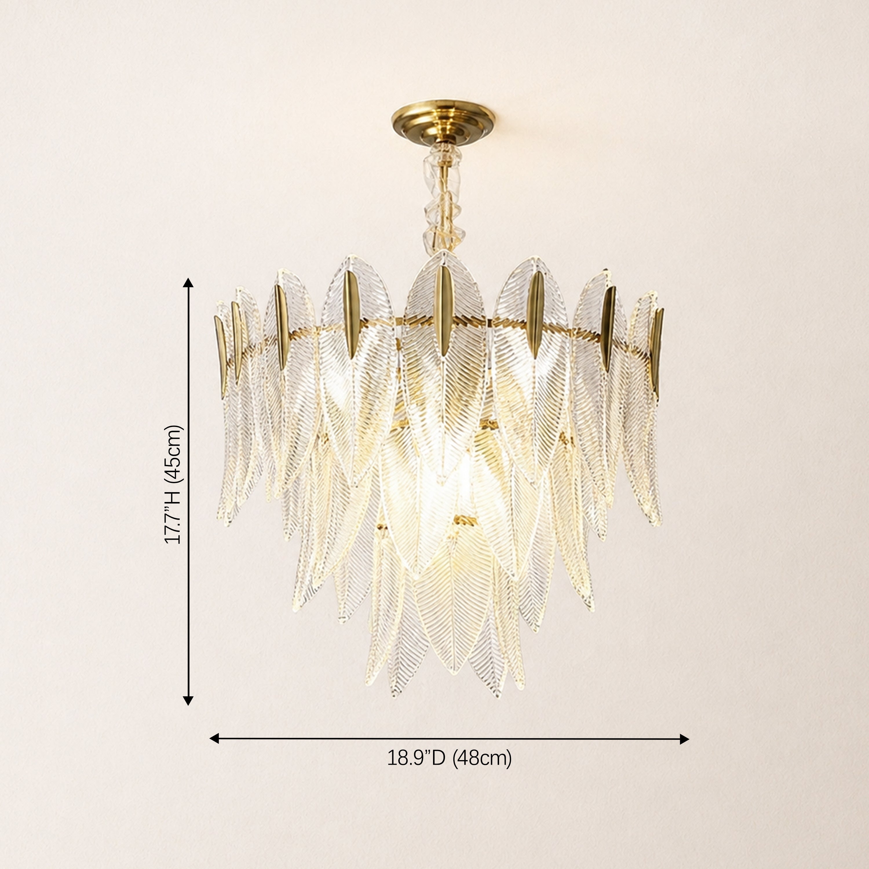 Marilyn Glass Feathers Round Chandelier
