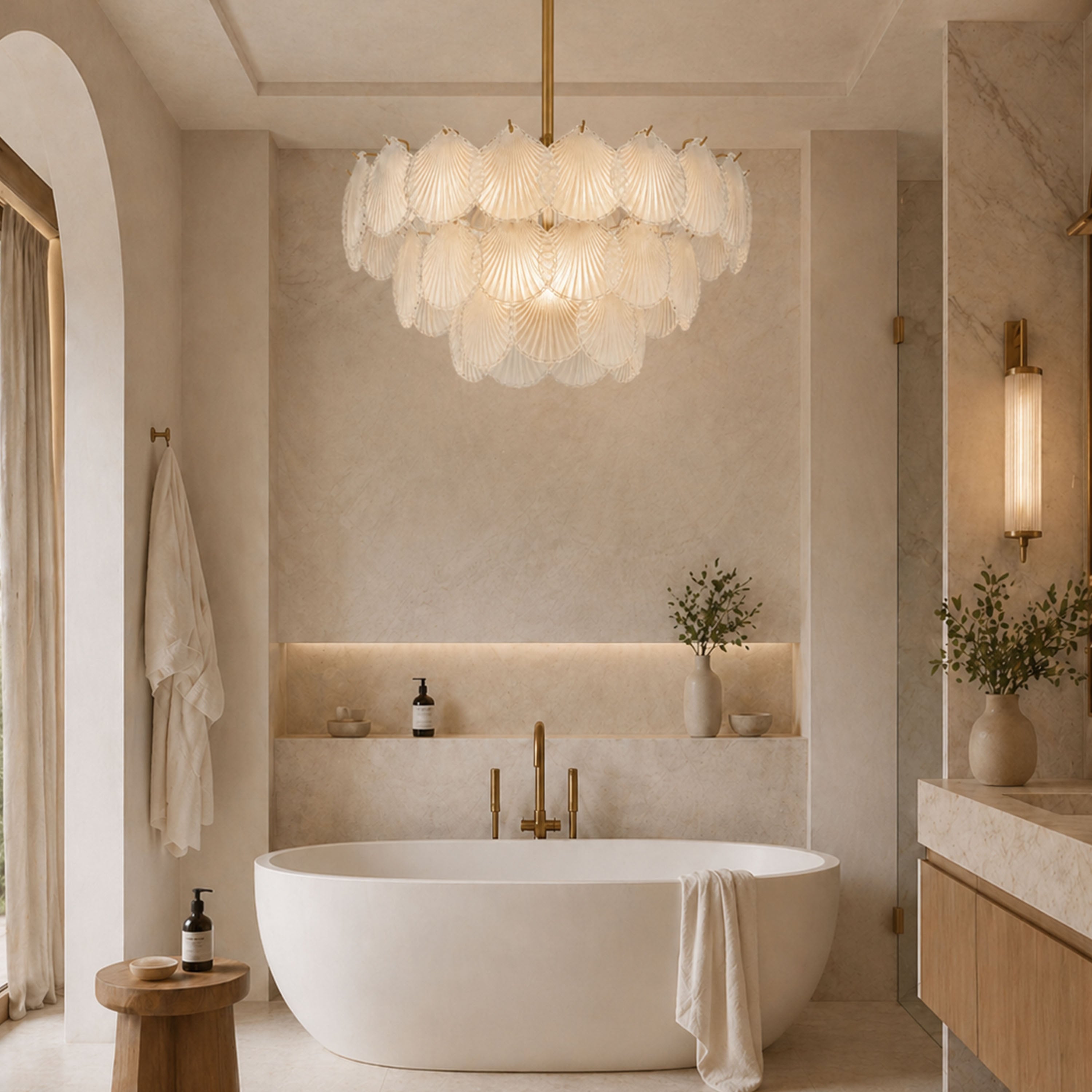 Marivelle Luxury Shell Glass Chandelier