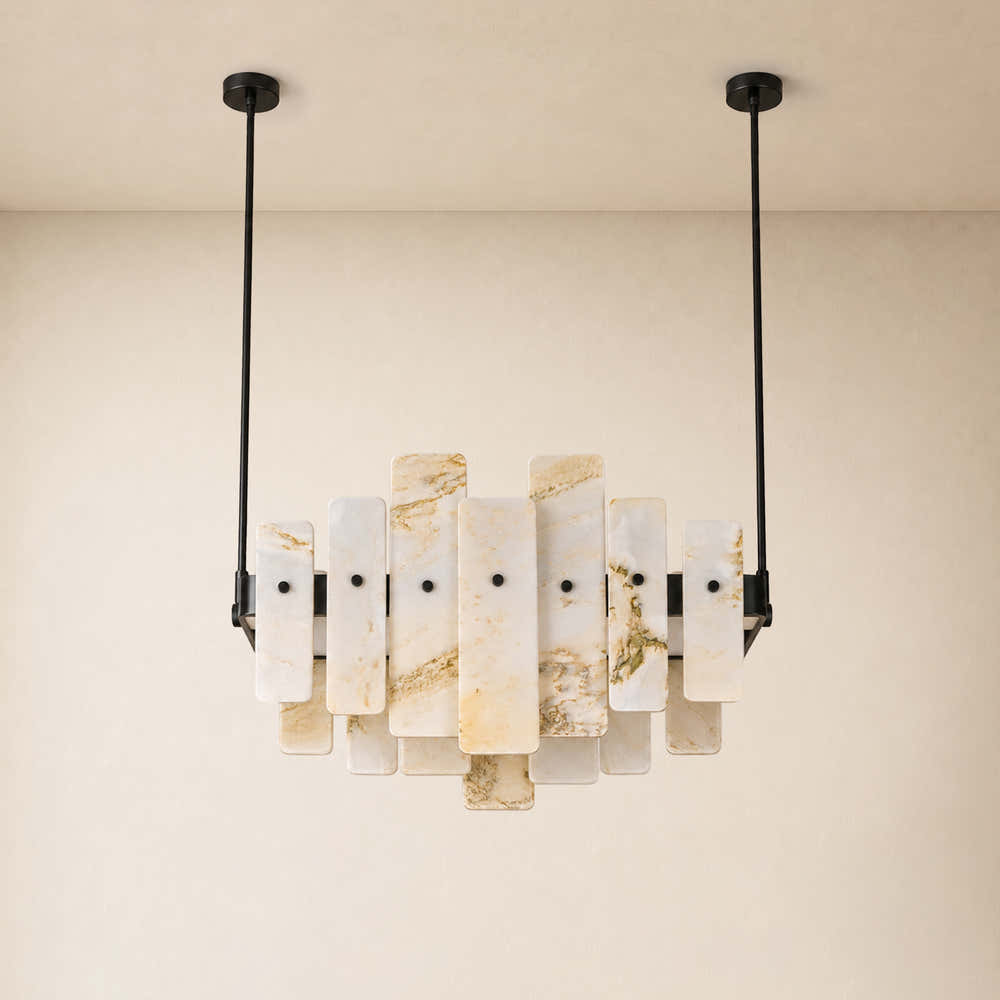 Pietra White Marble Panel Chandelier 27.5"W