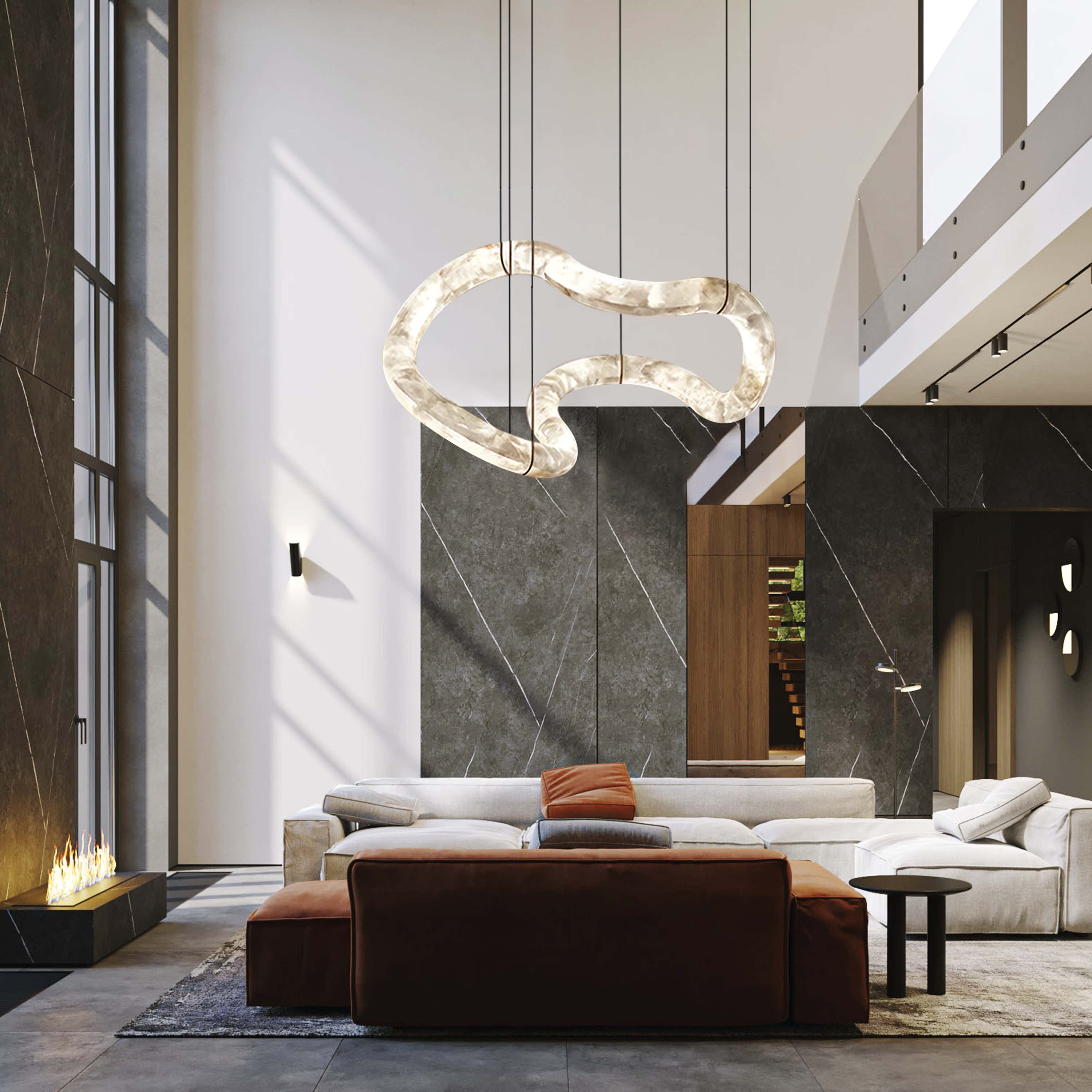 Infinity Symmetrical Alabaster Chandelier 55.5"#Finish_Gold