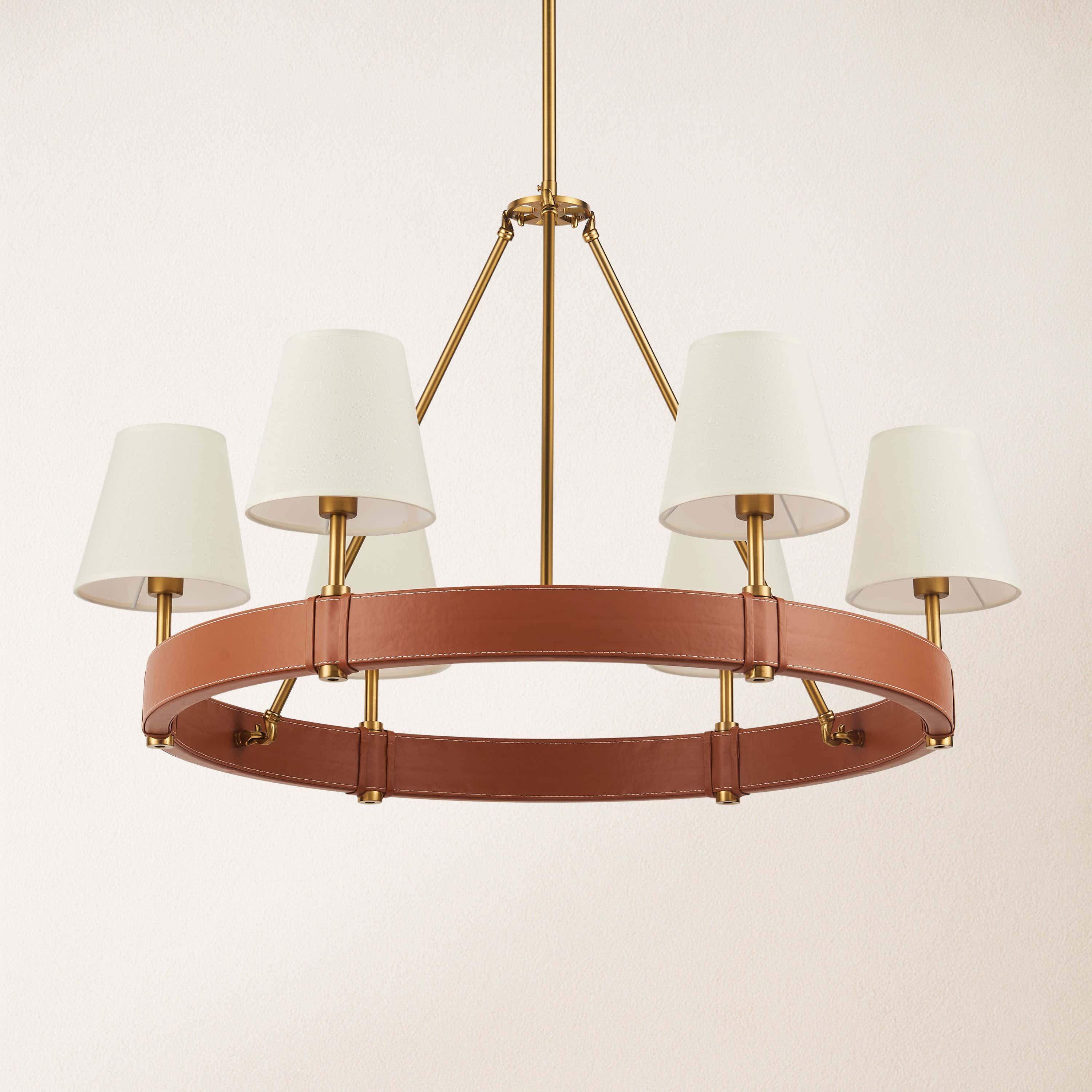 Corvella Leather Round Chandelier